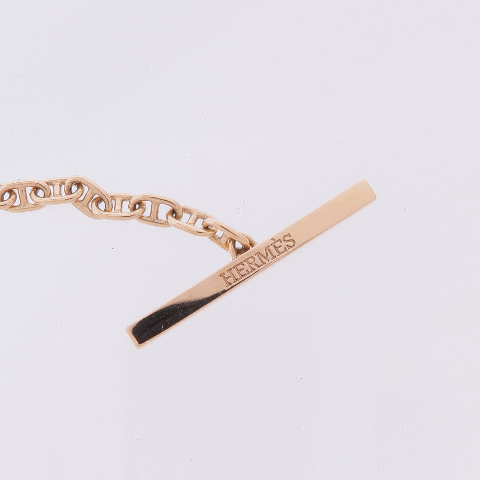 HERMES 18K玫瑰金Chaine d'ancre Contour pendant鑽石項鍊