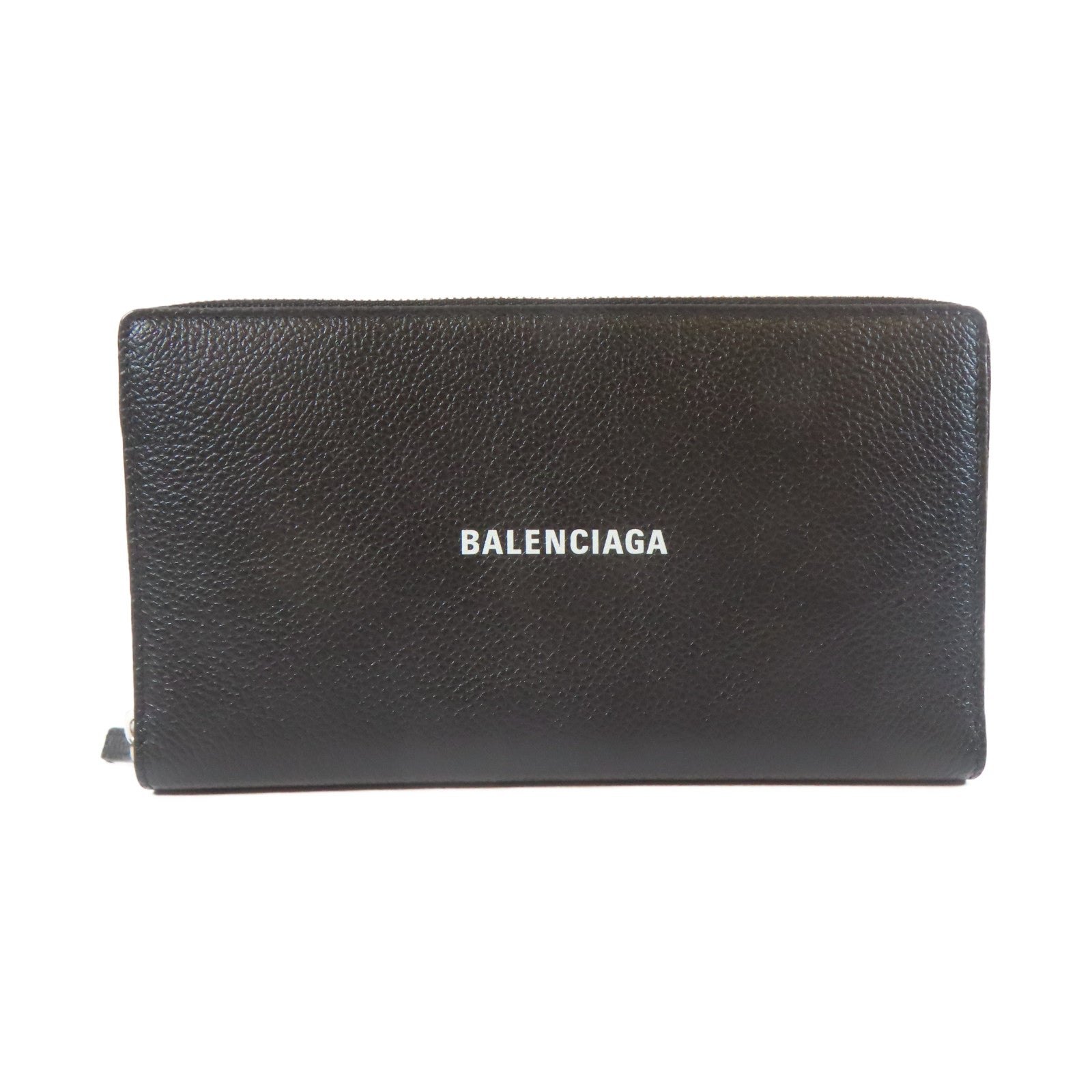 BALENCIAGA 皮革Long Wallet銀扣長錢包黑色