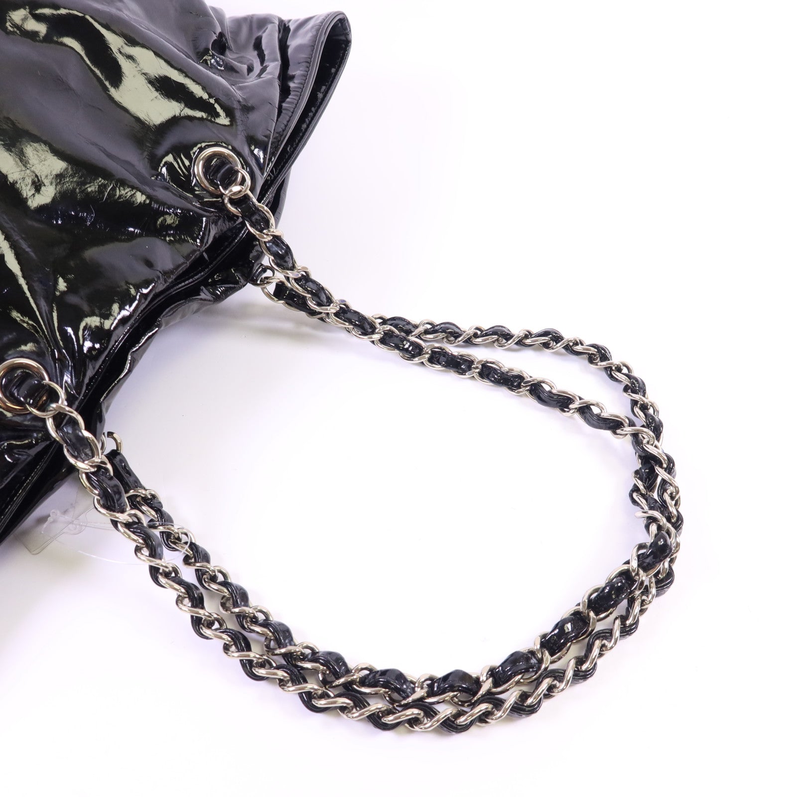 CHANEL 漆皮皮革Shoulder Bag銀扣鏈帶肩背帶