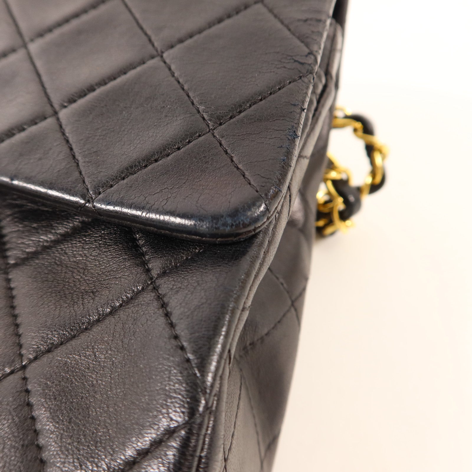 CHANEL 羊皮皮革Vintage Classic 23金扣鏈帶肩背袋