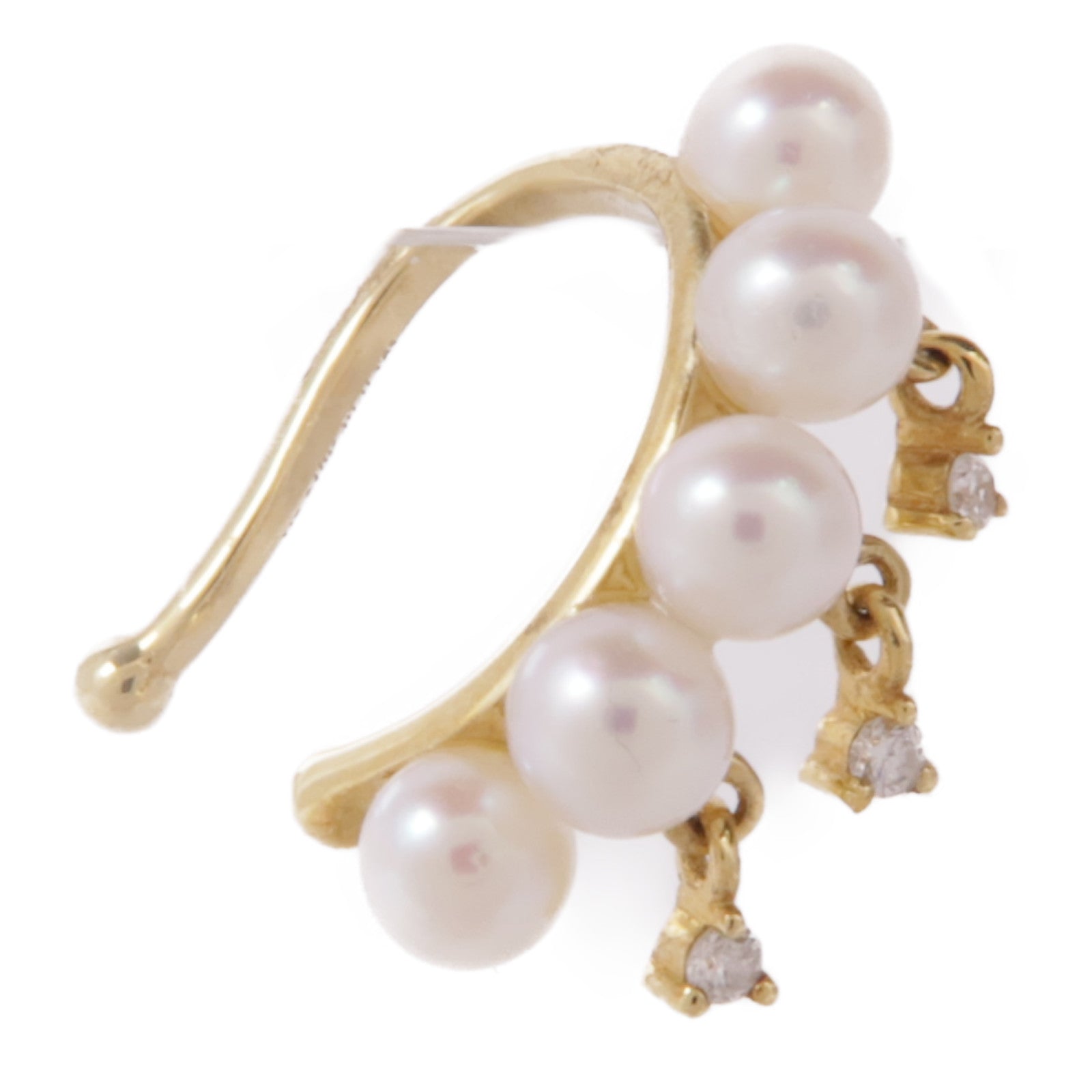 JEWELRY Pearl Diamond Single Ear Cuff 18K Yellow Gold