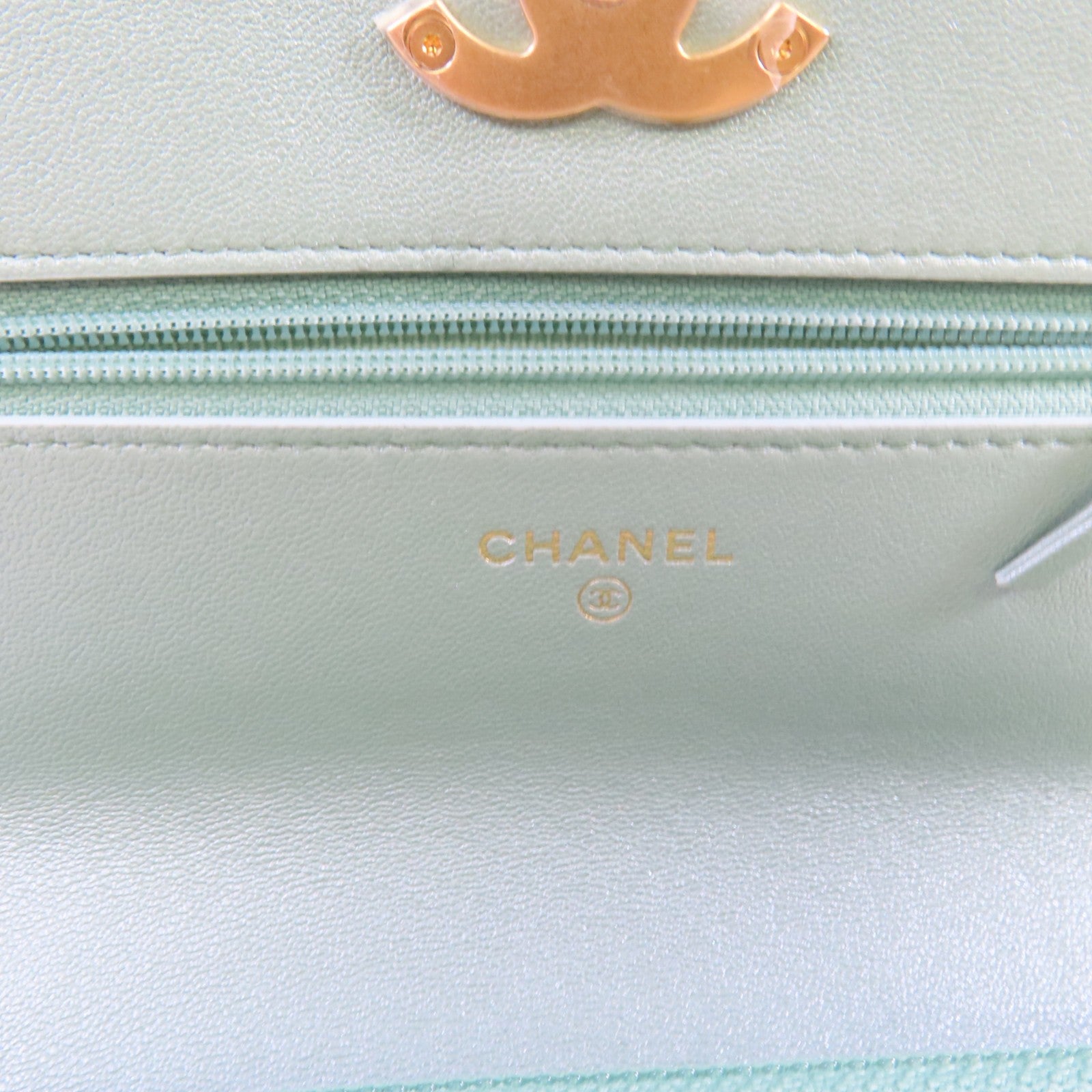 CHANEL CC GHW Chanel 19 WOC Hand Shoulder Bag Lambskin Leather Light Green