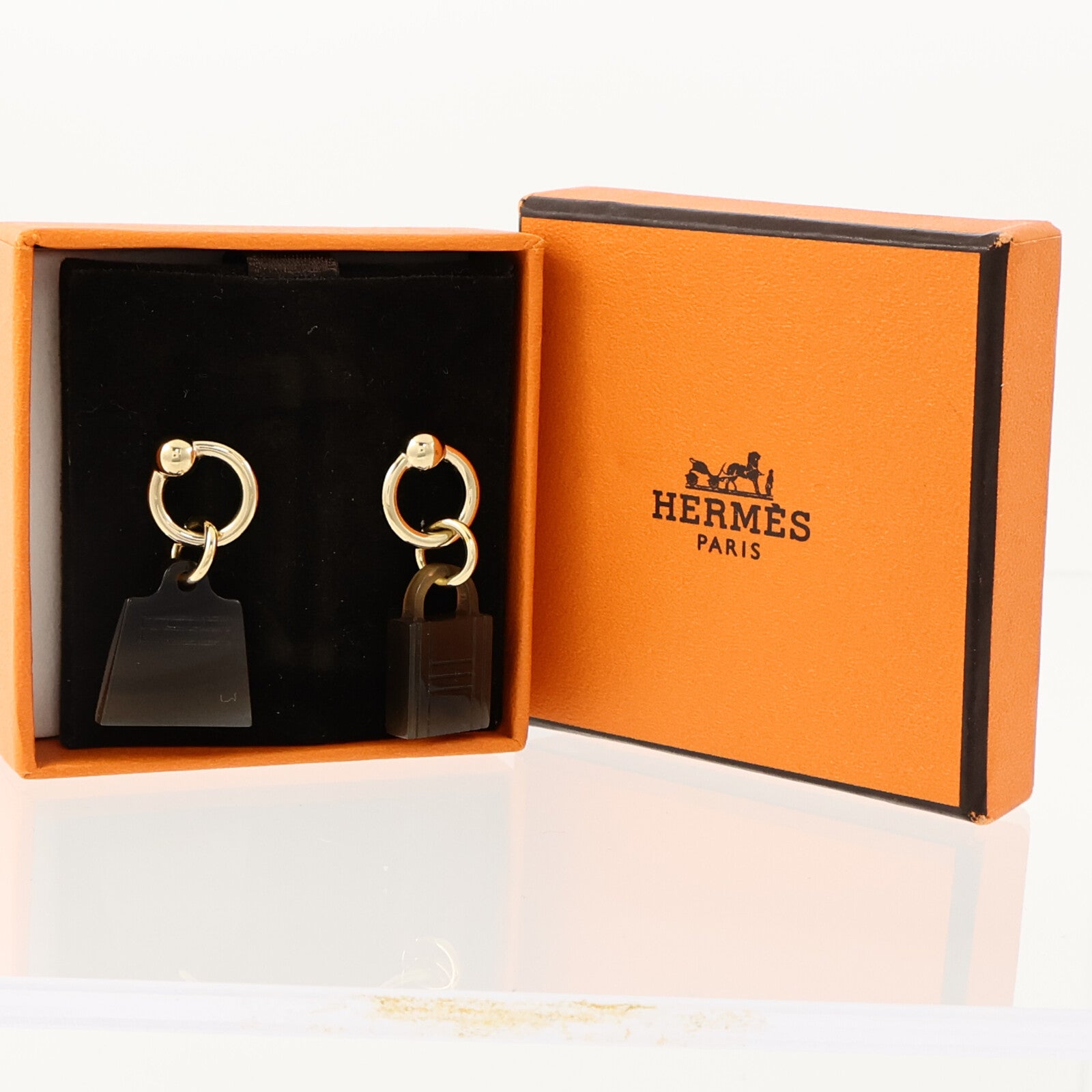 HERMES 金屬/水牛角Amulette Maroquinier Earrings耳環