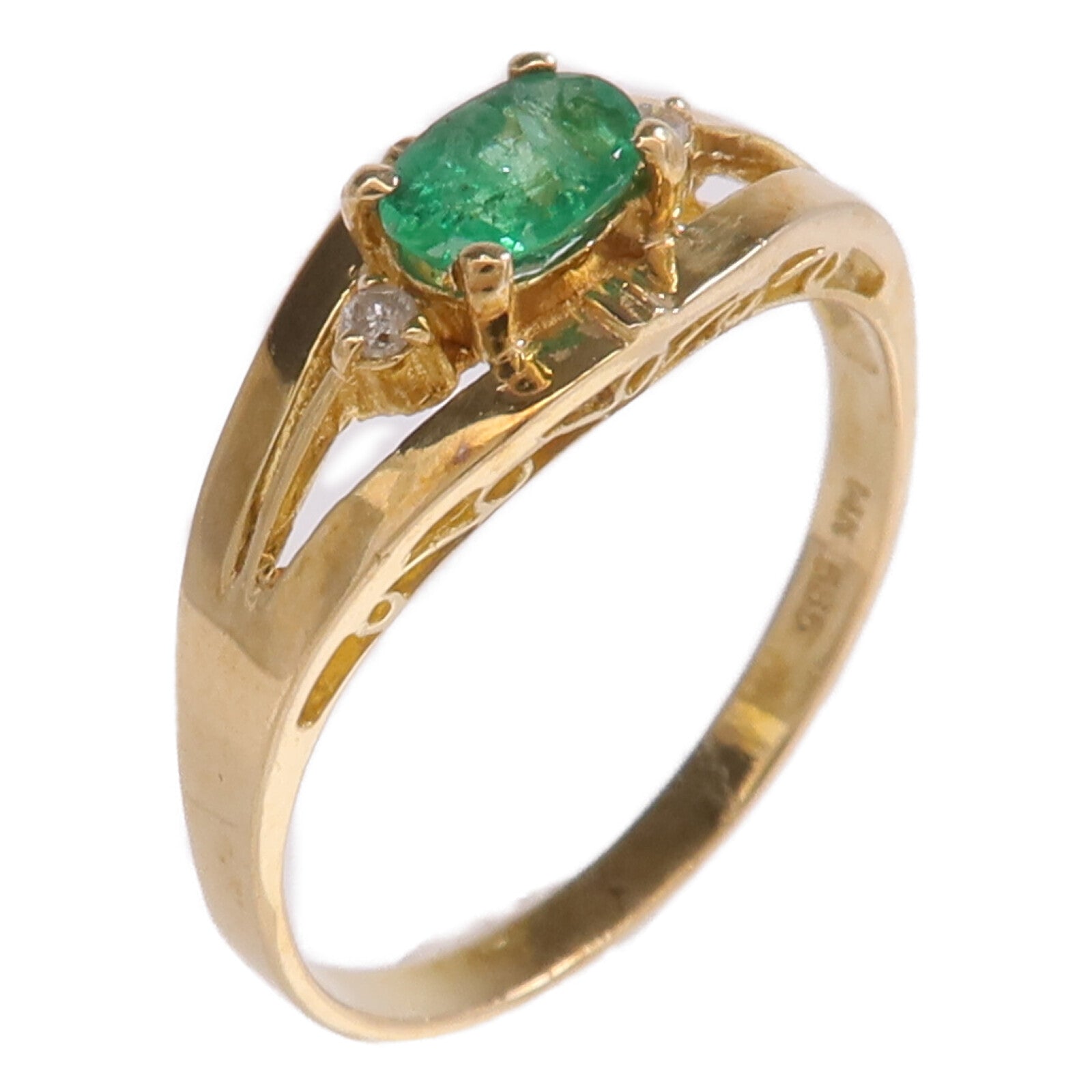 JEWELRY 14K黃金Ring綠寶石/鑽石戒指