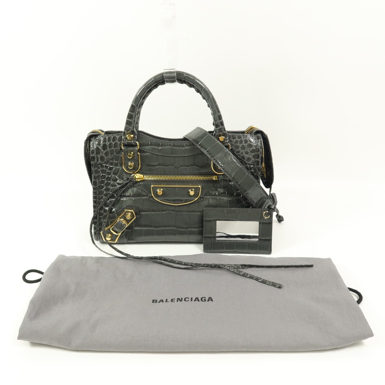 BALENCIAGA 牛皮皮革Mini City手挽肩背兩用袋