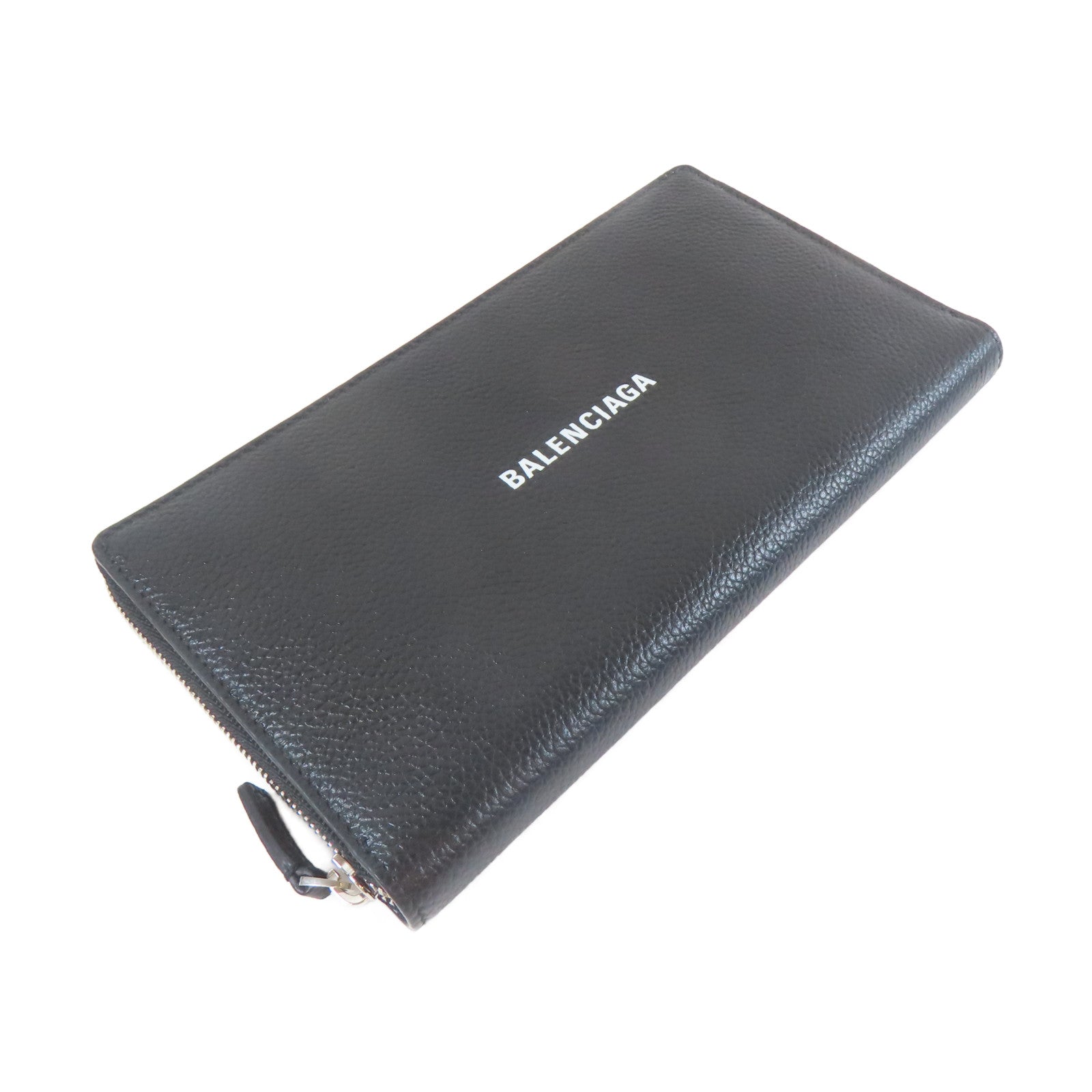 BALENCIAGA 皮革Long Wallet銀扣長錢包黑色