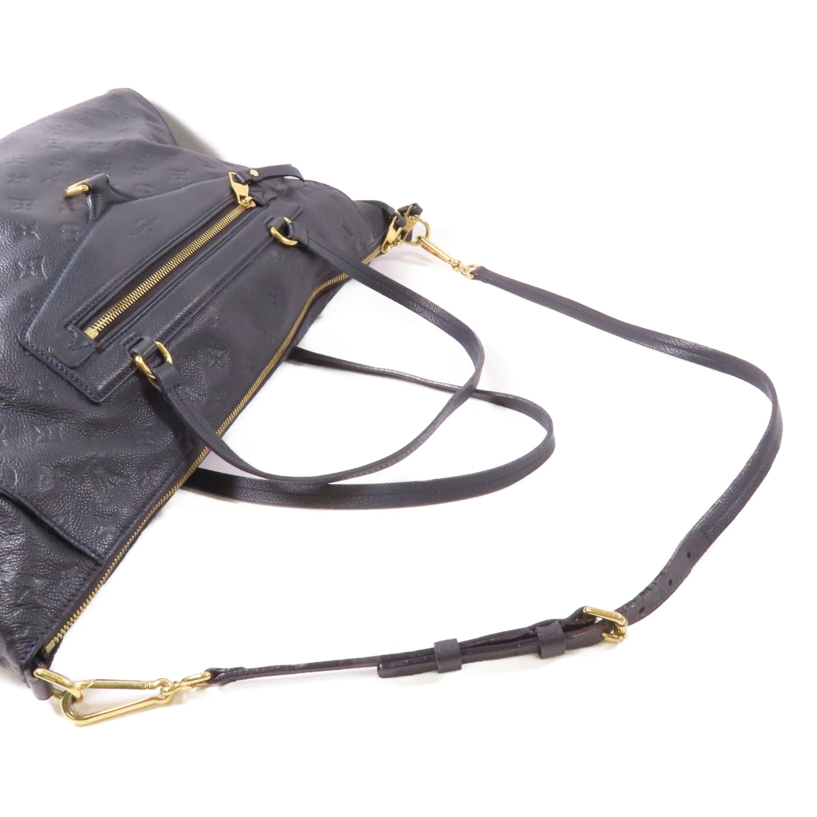 LOUIS VUITTON Monogram Empreinte Lumineuse GM金扣肩背袋黑色