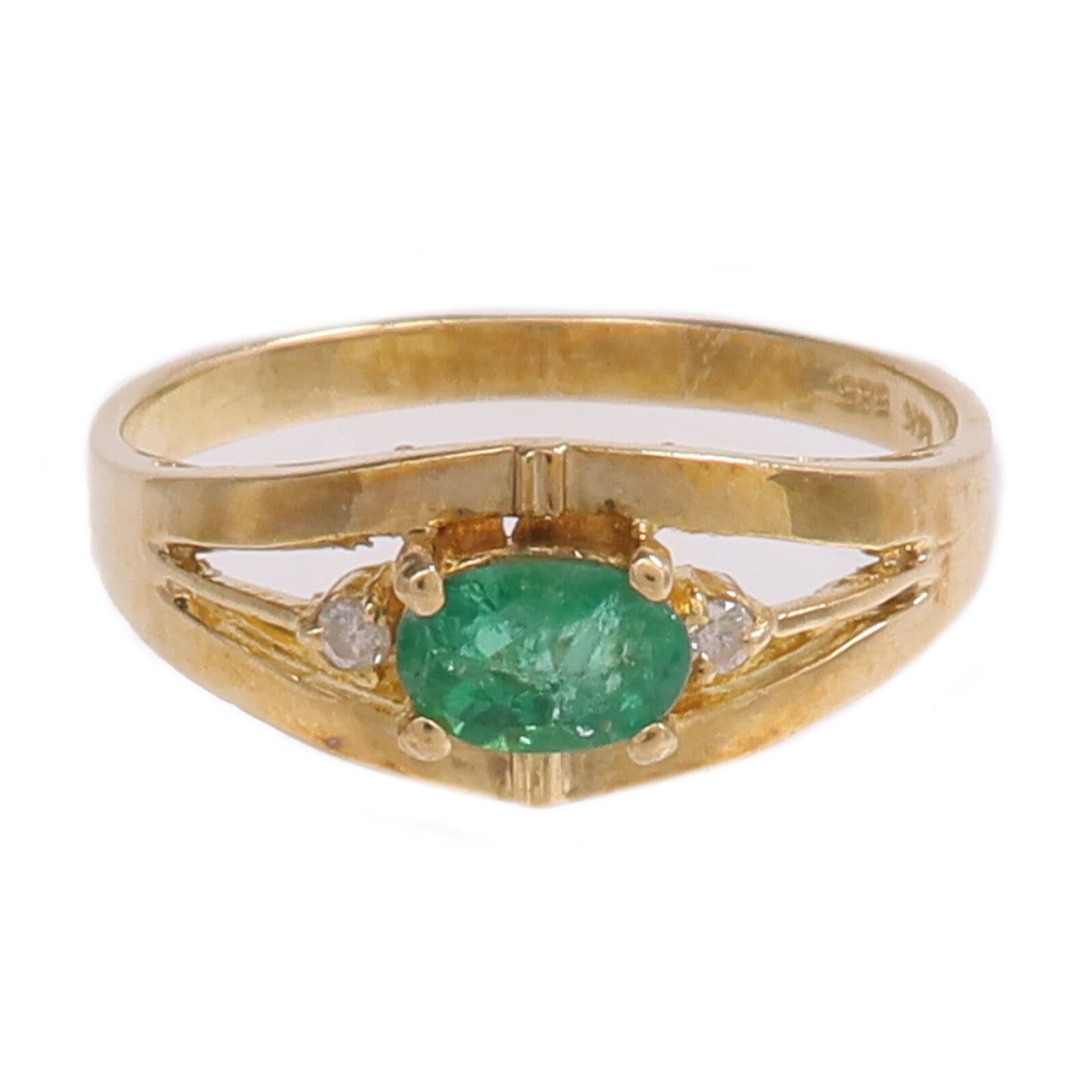 JEWELRY 14K黃金Ring綠寶石/鑽石戒指