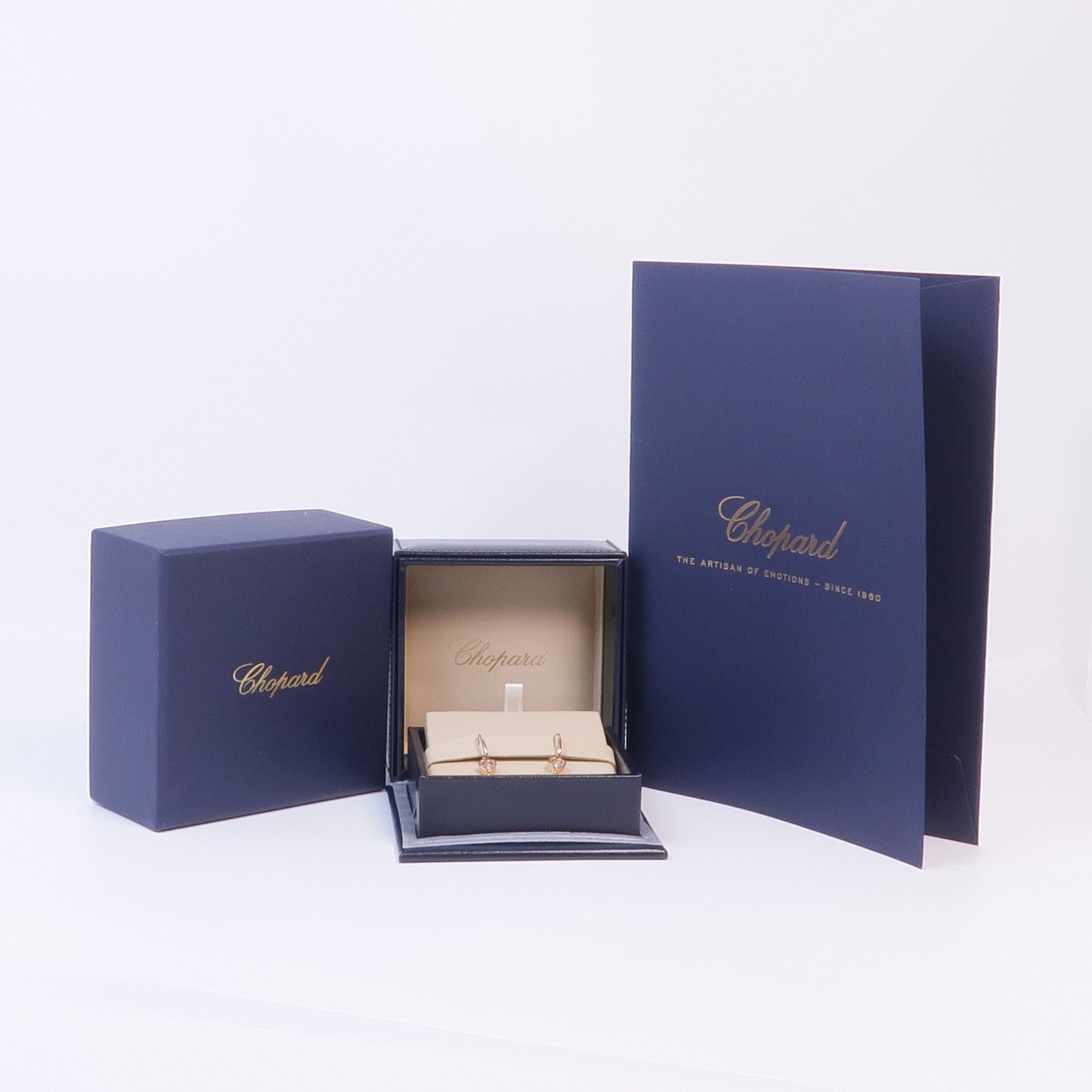 Chopard 18K玫瑰金Happy Hearts Earrings珍珠母貝/鑽石耳環