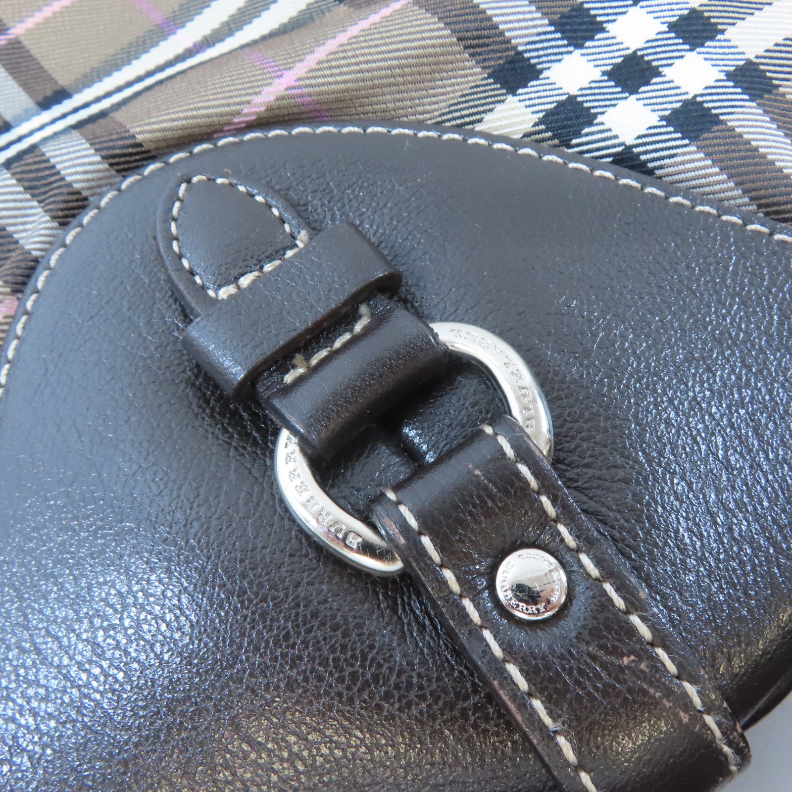 BURBERRY BLUE LABEL 尼龍Shoulder Bag銀扣肩背袋啡色