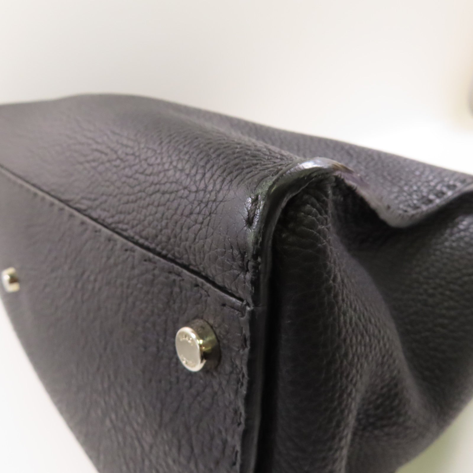 FENDI SHW Peekaboo 2 Way Shoulder Bag Handbag Calfskin Leather Black