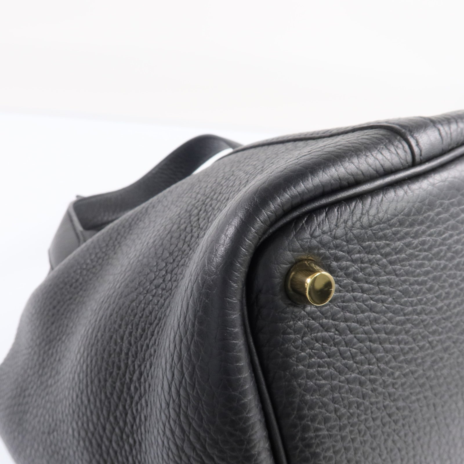 HERMES Clemence皮革Picotin PM金扣手挽袋Noir