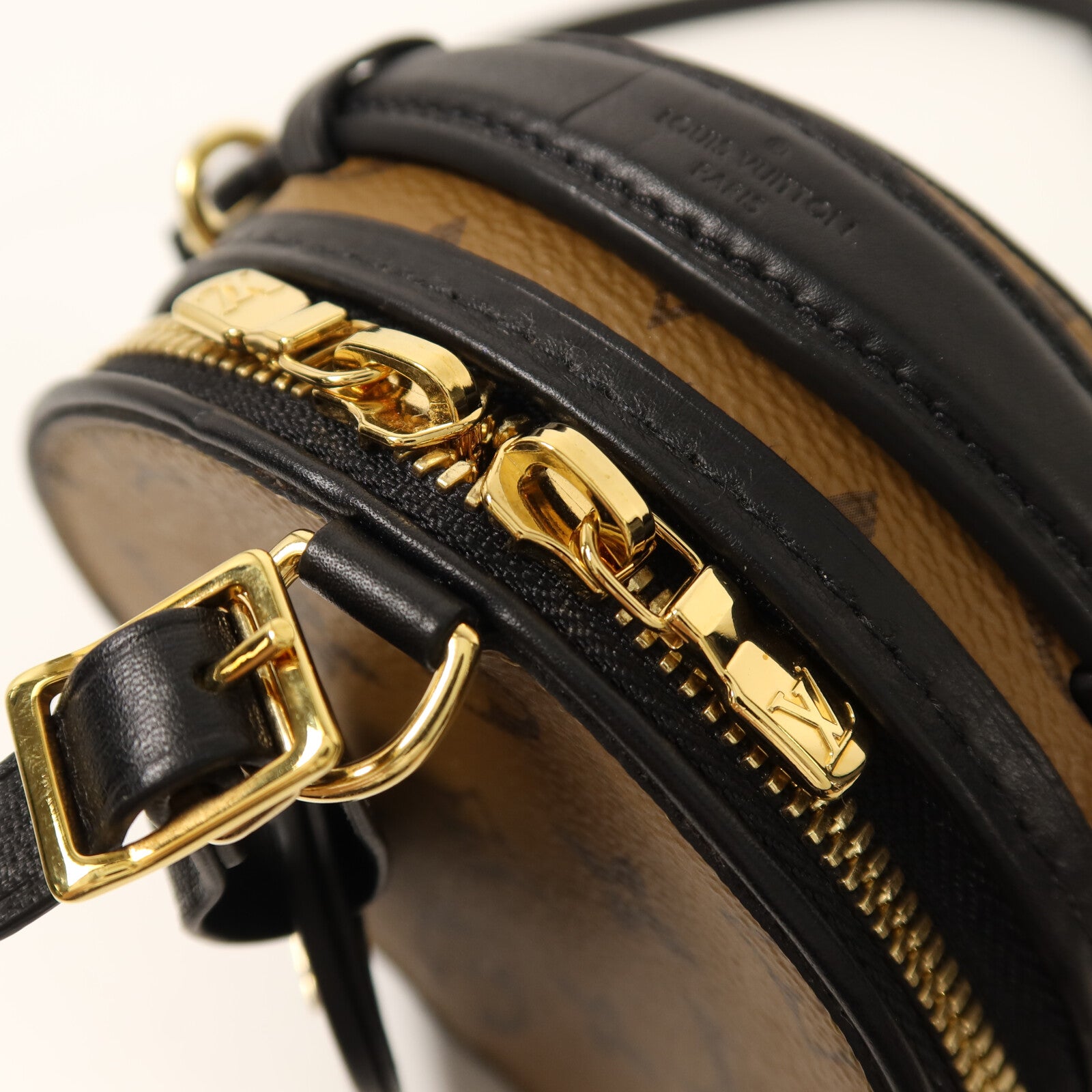 LOUIS VUITTON Monogram Reverse Mini Boite Chapeau金扣手挽肩背兩用袋