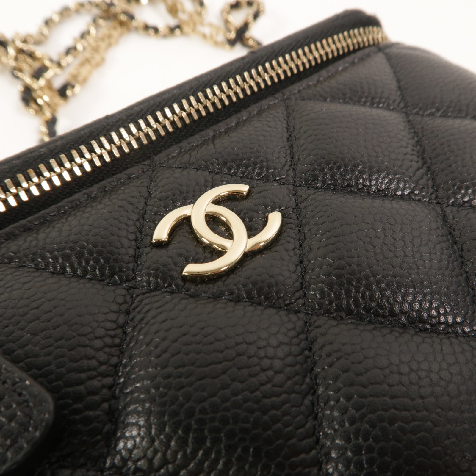CHANEL 牛皮皮革Vanity Case鏈帶肩背袋