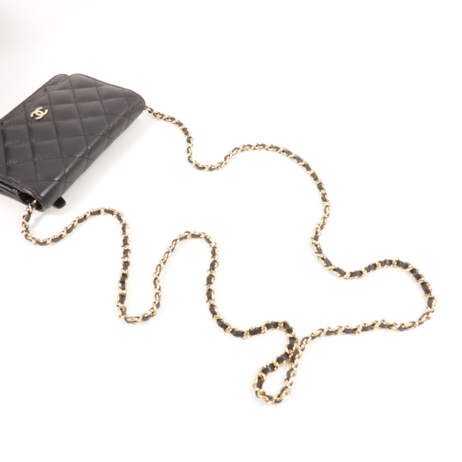 CHANEL 牛皮皮革Mini WOC Wallet On Chain鏈帶肩背袋