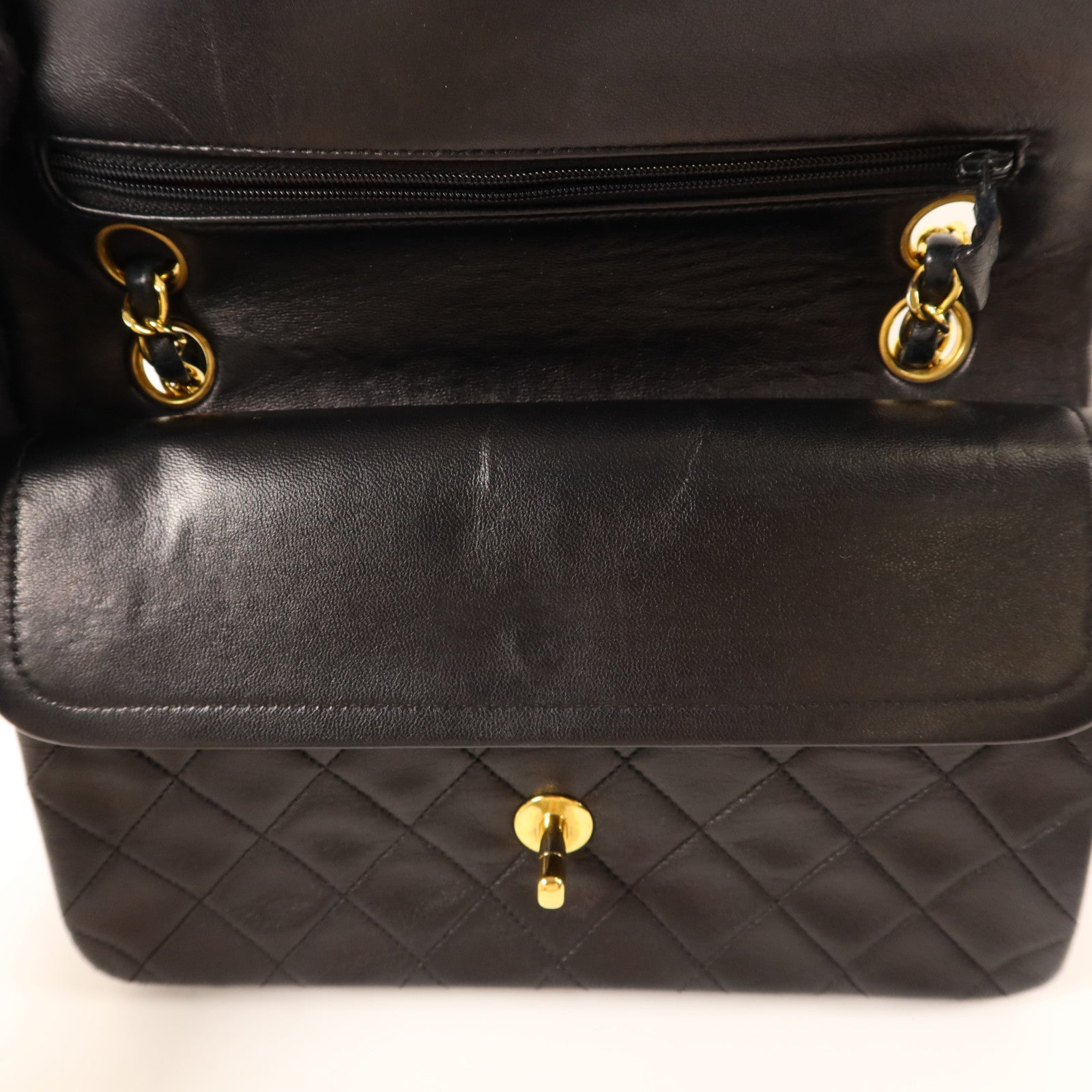 CHANEL 羊皮皮革Vintage Classic 23金扣鏈帶肩背袋