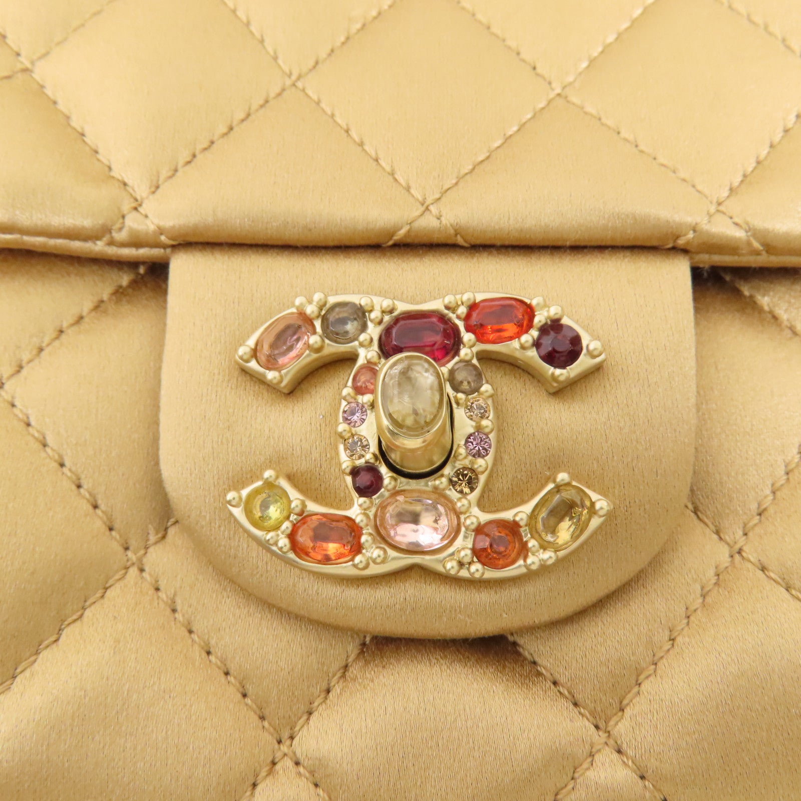 CHANEL 絲質Chain Shoulder Bag金扣鏈帶肩背袋