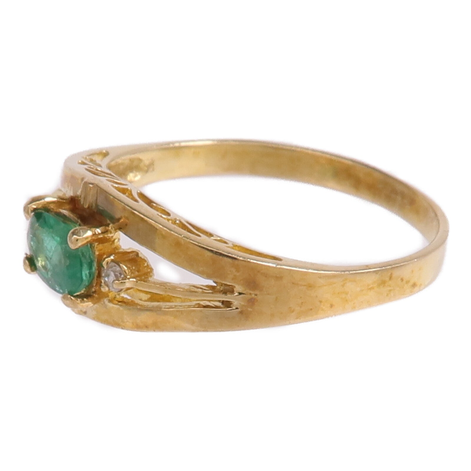 JEWELRY 14K黃金Ring綠寶石/鑽石戒指