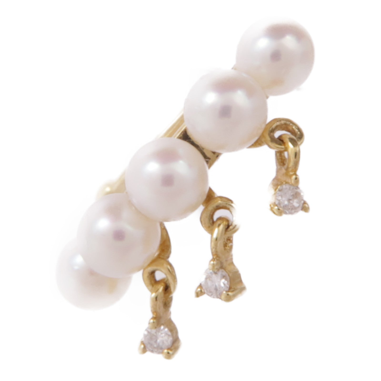 JEWELRY Pearl Diamond Single Ear Cuff 18K Yellow Gold