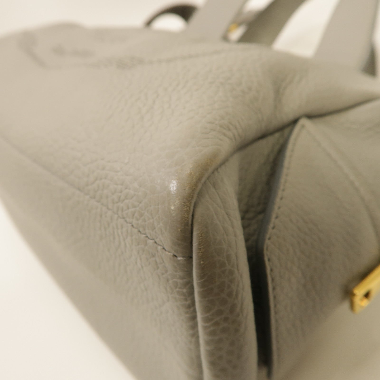 PRADA 牛皮皮革Shoulder Bag金扣手挽肩背兩用袋灰色