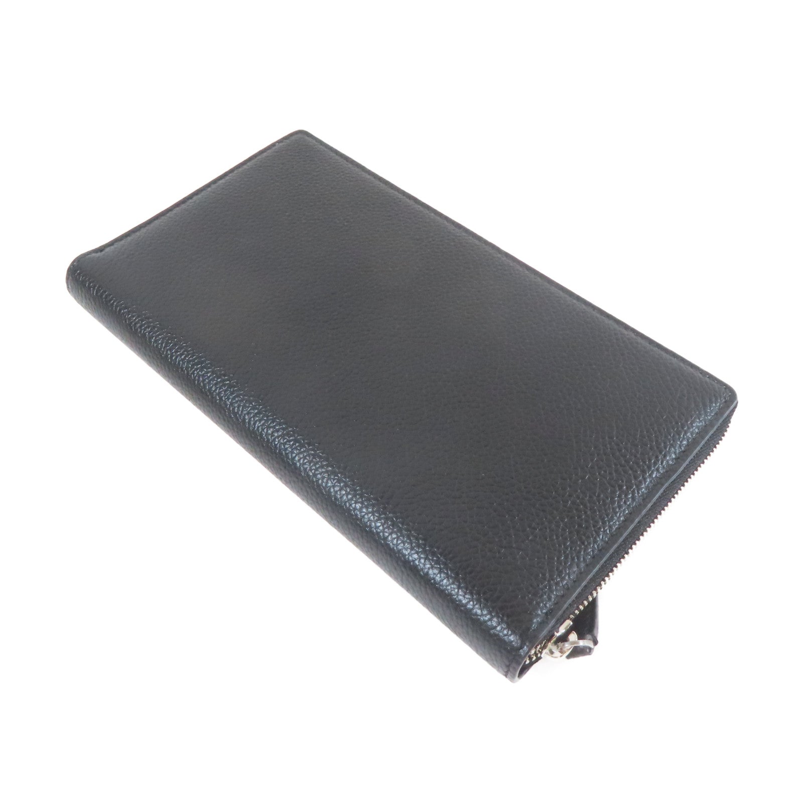 BALENCIAGA 皮革Long Wallet銀扣長錢包黑色