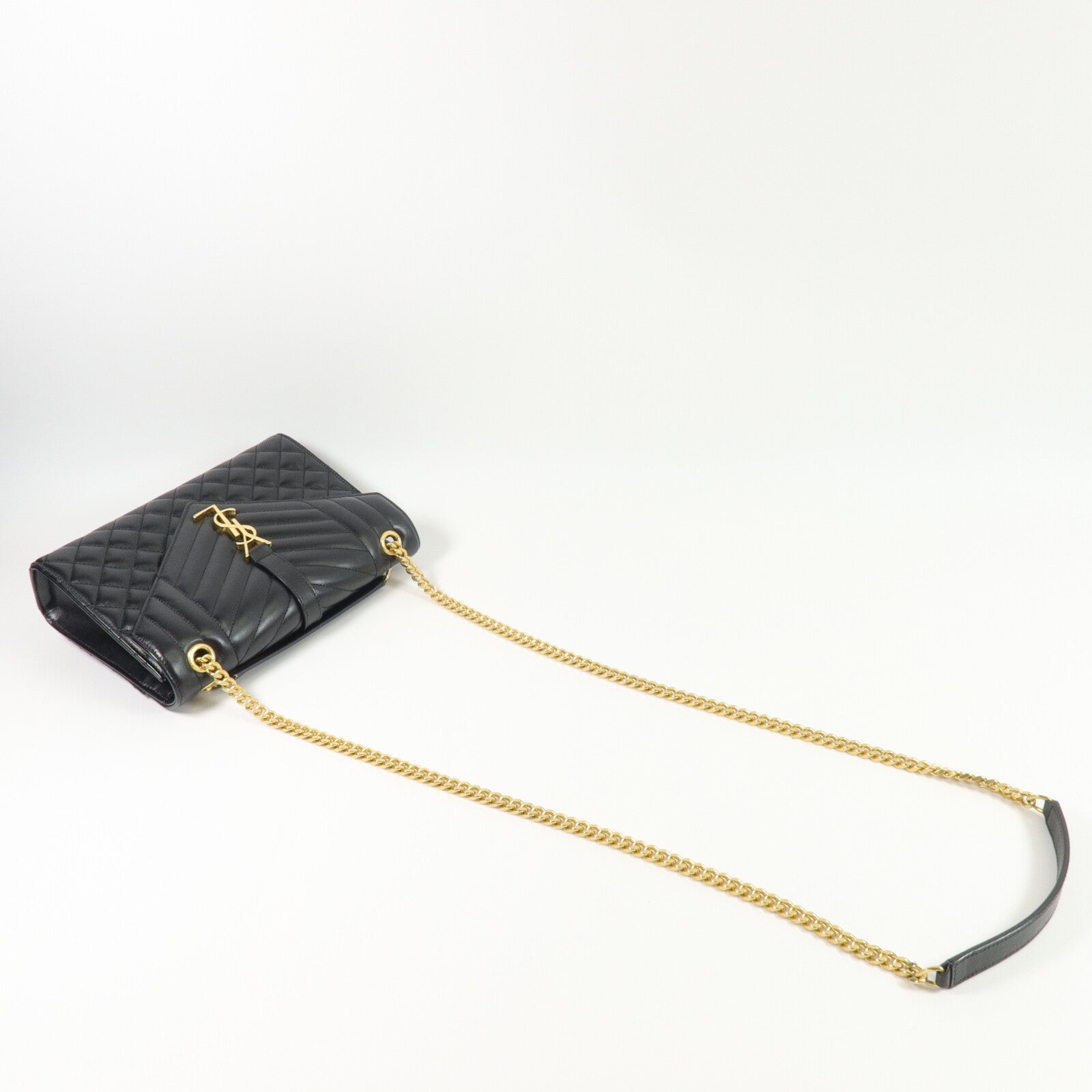 SAINT LAURENT 牛皮皮革Envelope Medium鏈帶肩背袋