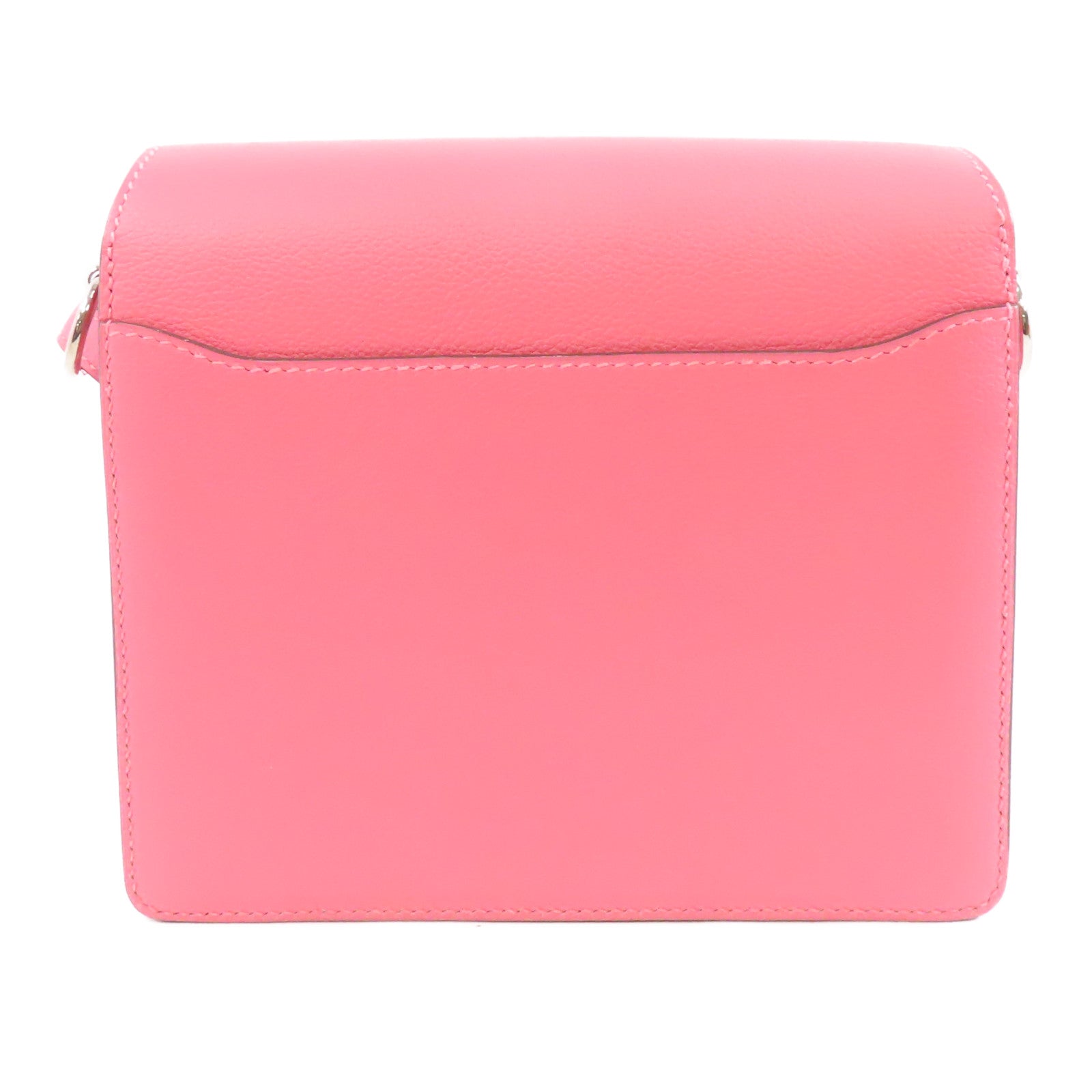 HERMES 【激減優惠】Evercolor皮革Mini Roulis銀扣肩背袋Rose Azalee粉紅色
