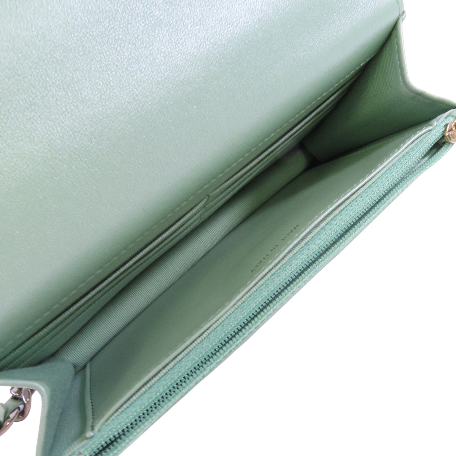 CHANEL CC GHW Chanel 19 WOC Hand Shoulder Bag Lambskin Leather Light Green