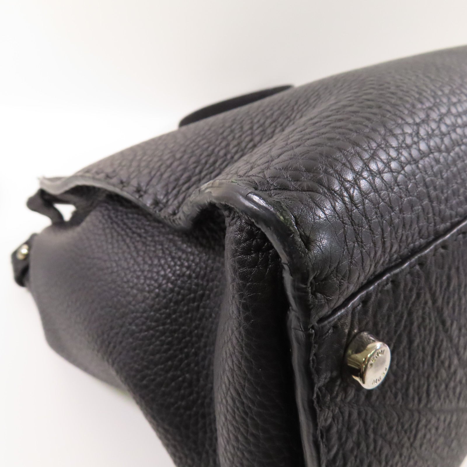 FENDI SHW Peekaboo 2 Way Shoulder Bag Handbag Calfskin Leather Black