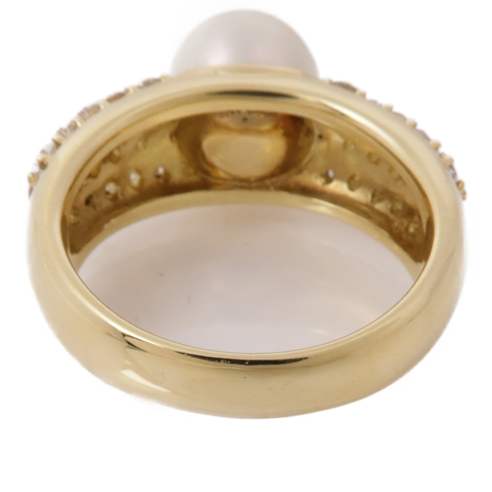 JEWELRY 【激減優惠】18K黃金Pearl Diamond Ring珍珠/鑽石戒指US#6.25