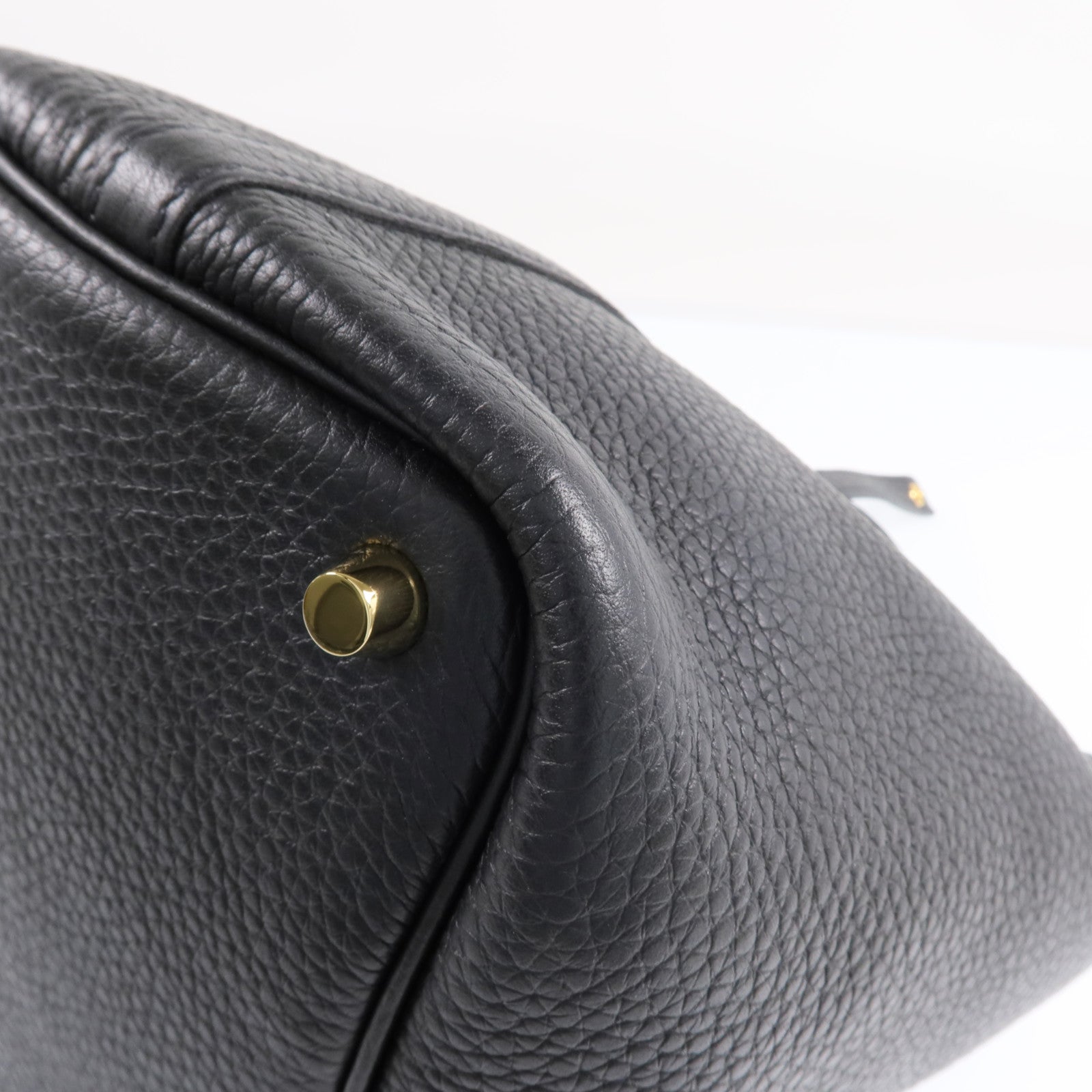 HERMES Clemence皮革Picotin PM金扣手挽袋Noir
