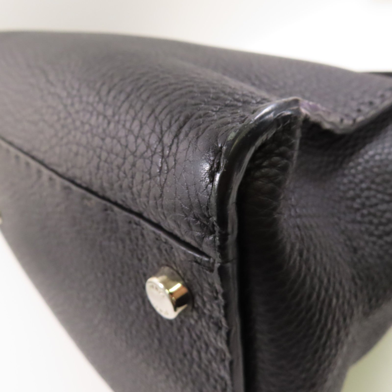 FENDI SHW Peekaboo 2 Way Shoulder Bag Handbag Calfskin Leather Black