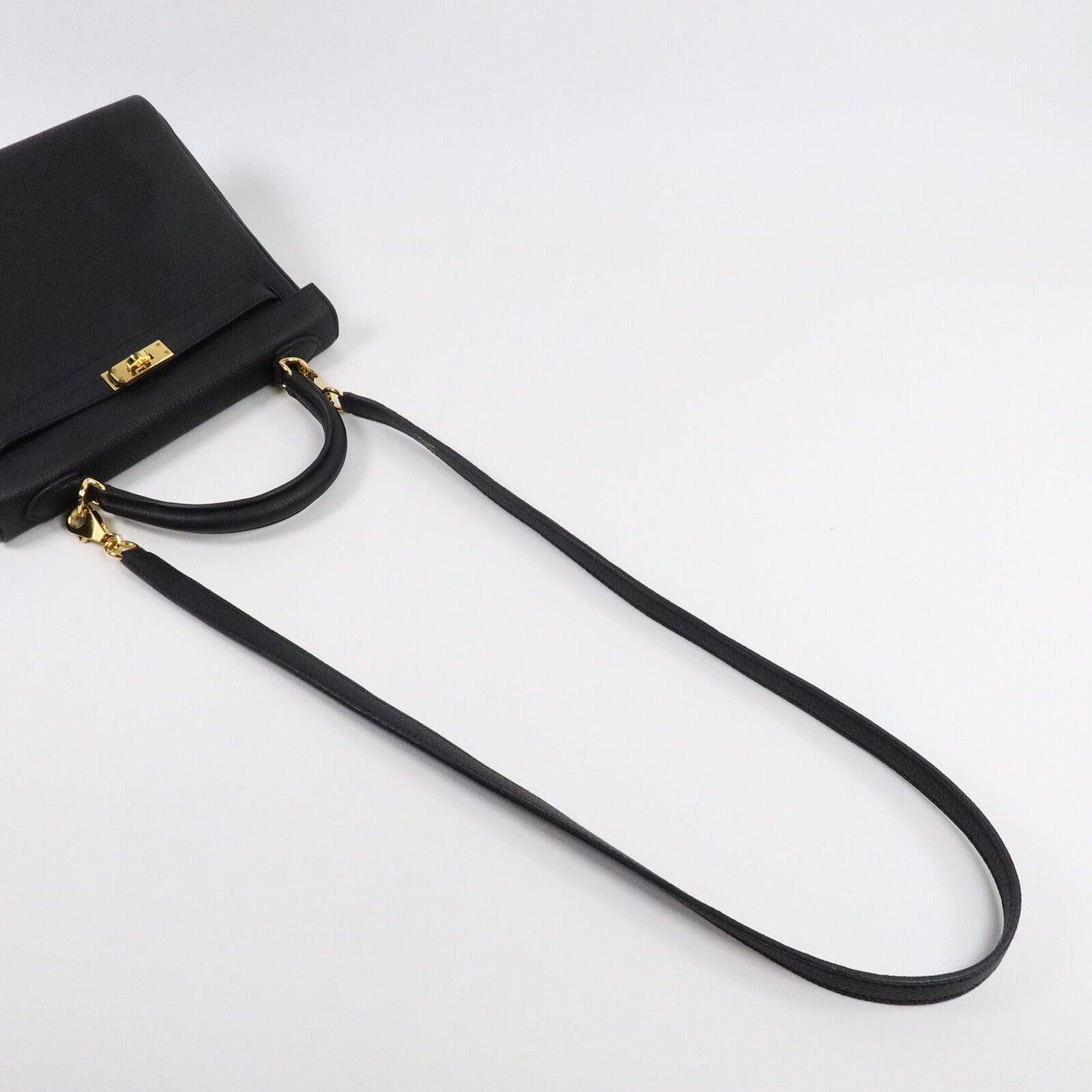 HERMES Togo皮革Kelly 25手挽肩背兩用袋Noir