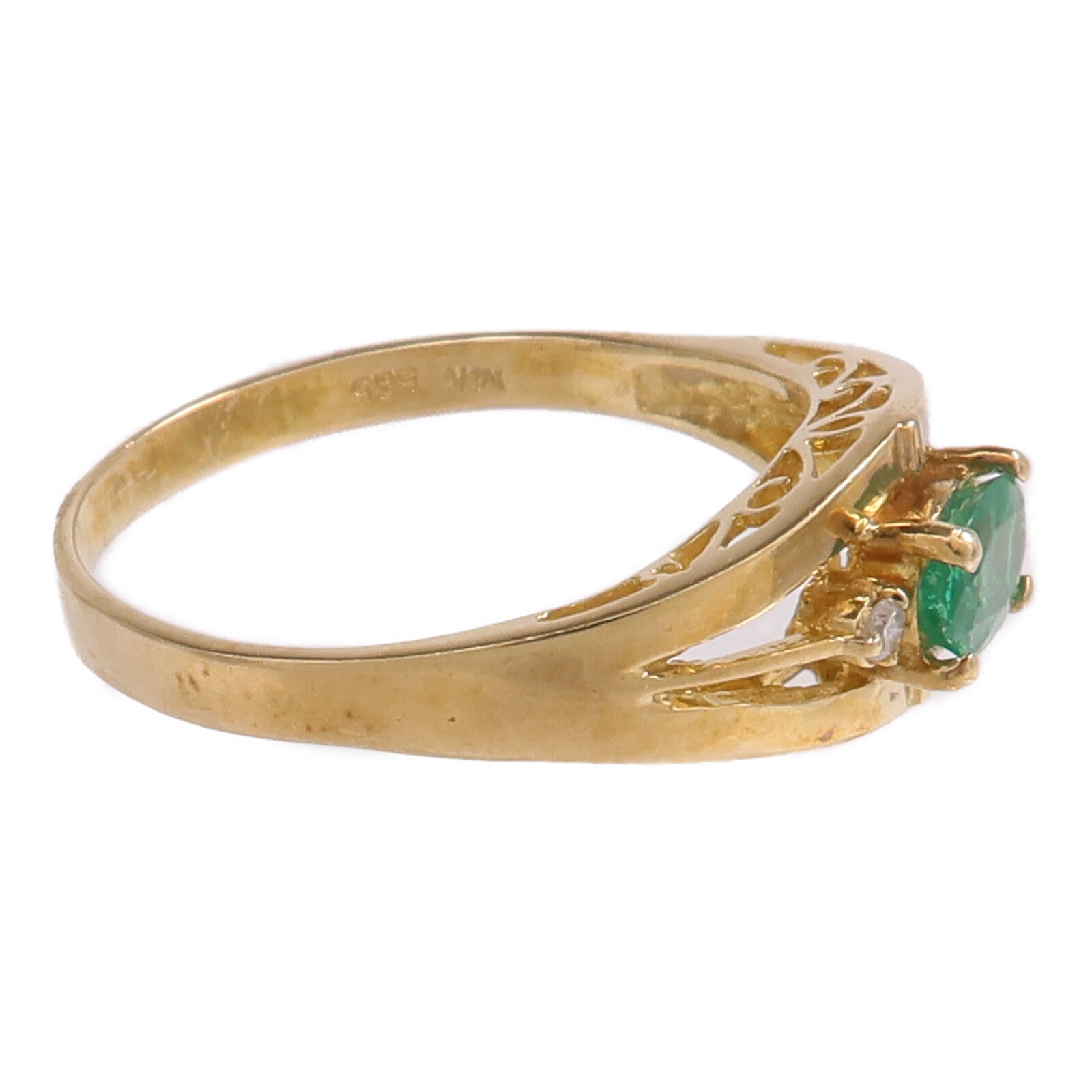 JEWELRY 14K黃金Ring綠寶石/鑽石戒指