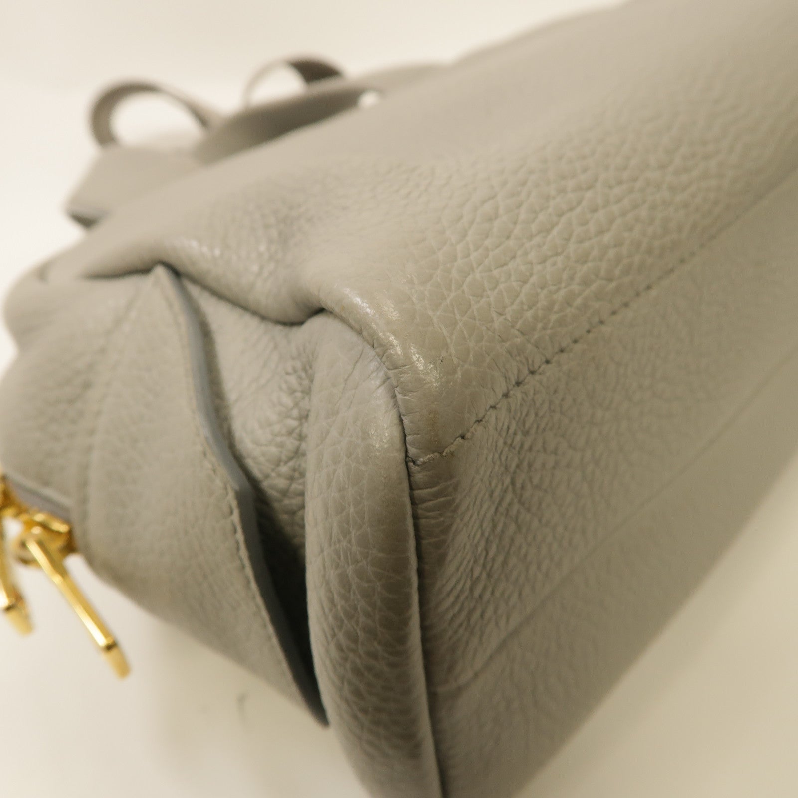 PRADA 牛皮皮革Shoulder Bag金扣手挽肩背兩用袋灰色