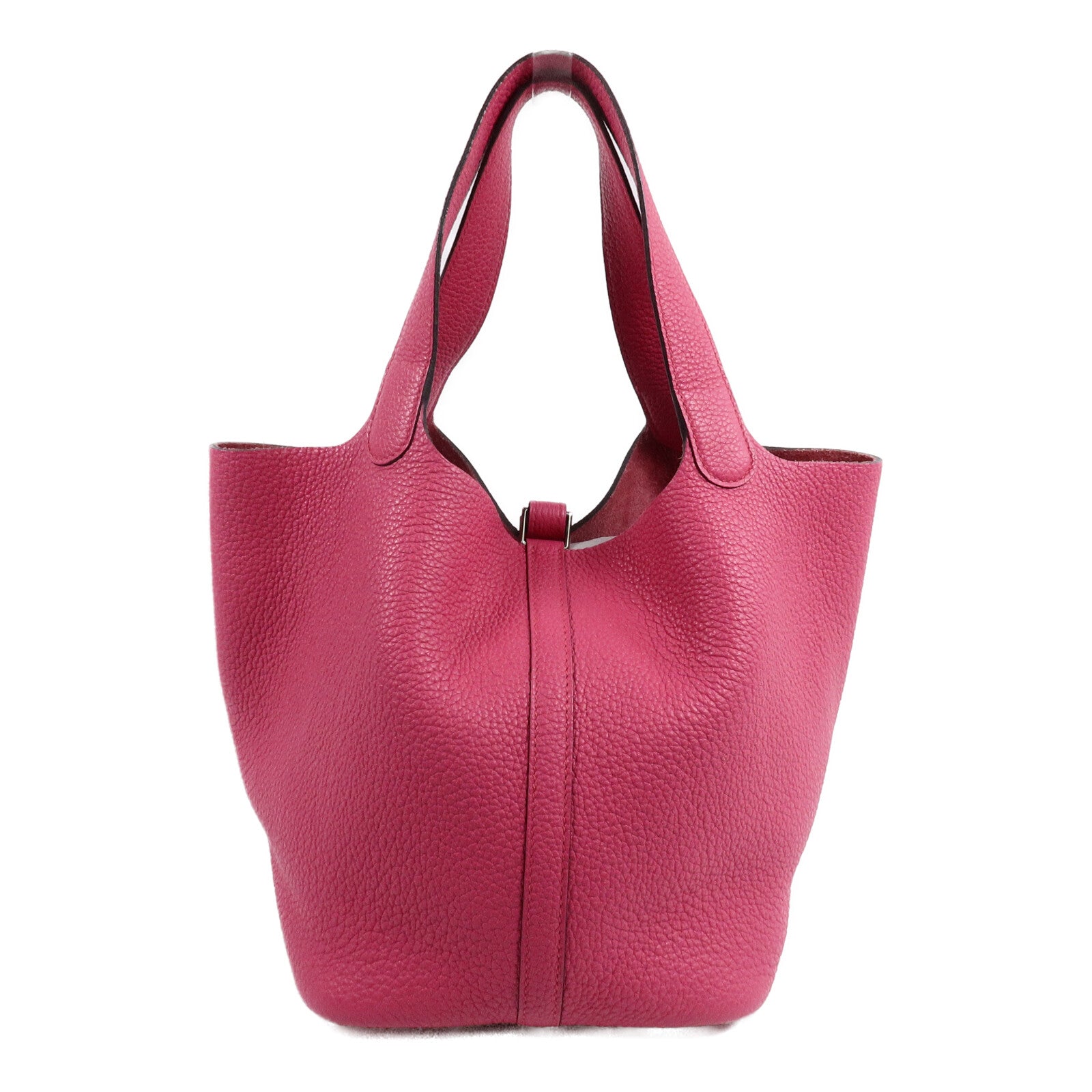 HERMES Clemence皮革Picotin MM扣手挽袋Rose Shocking