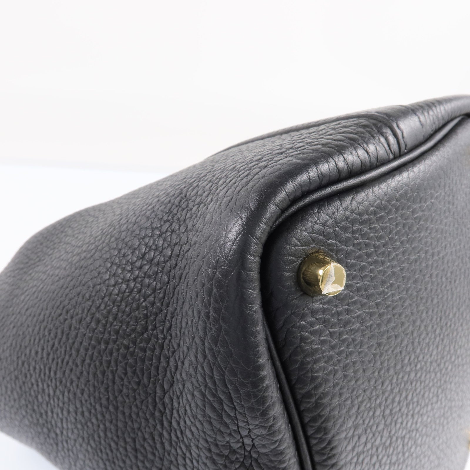 HERMES Clemence皮革Picotin PM金扣手挽袋Noir