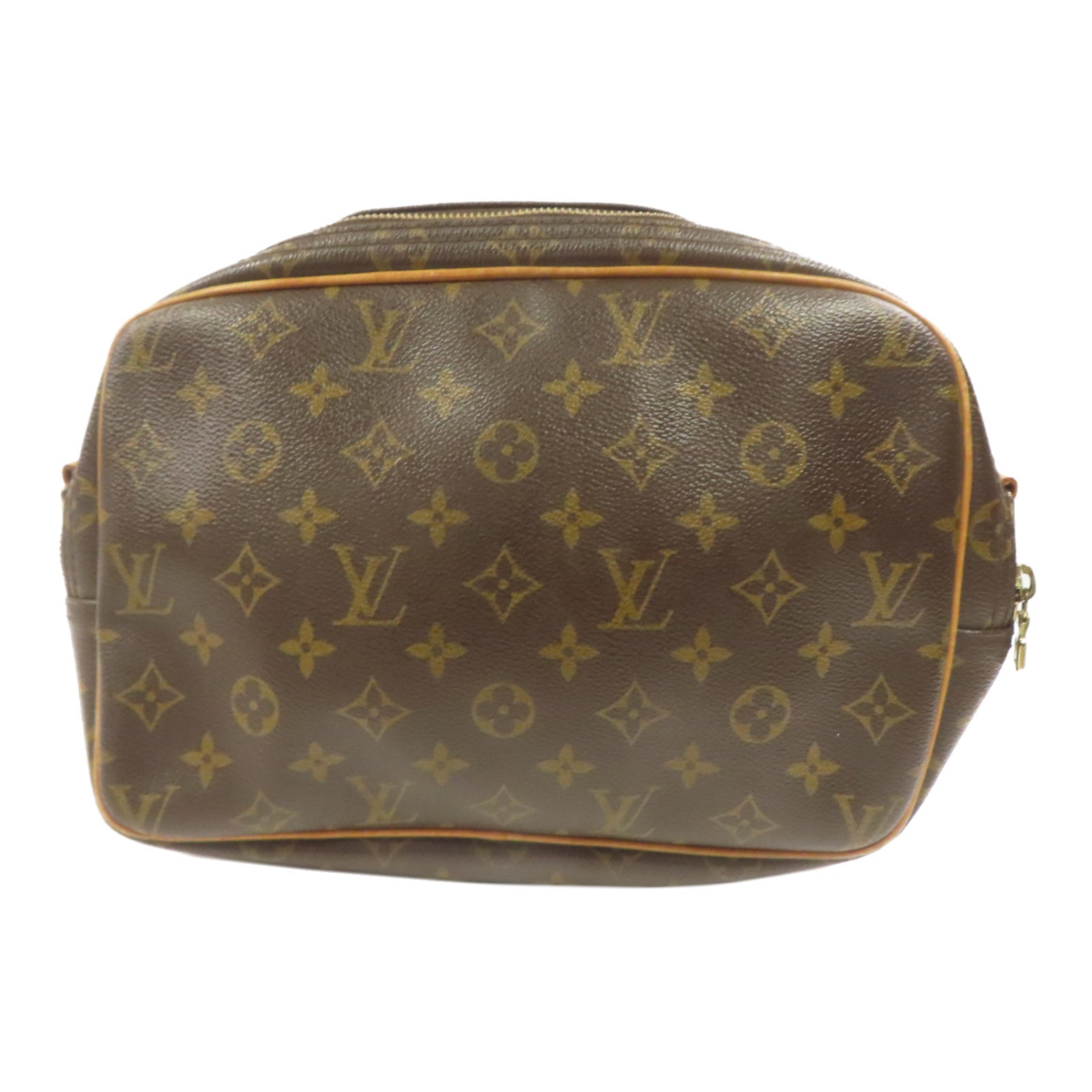 LOUIS VUITTON Monogram Reporter PM金扣肩背袋啡色·