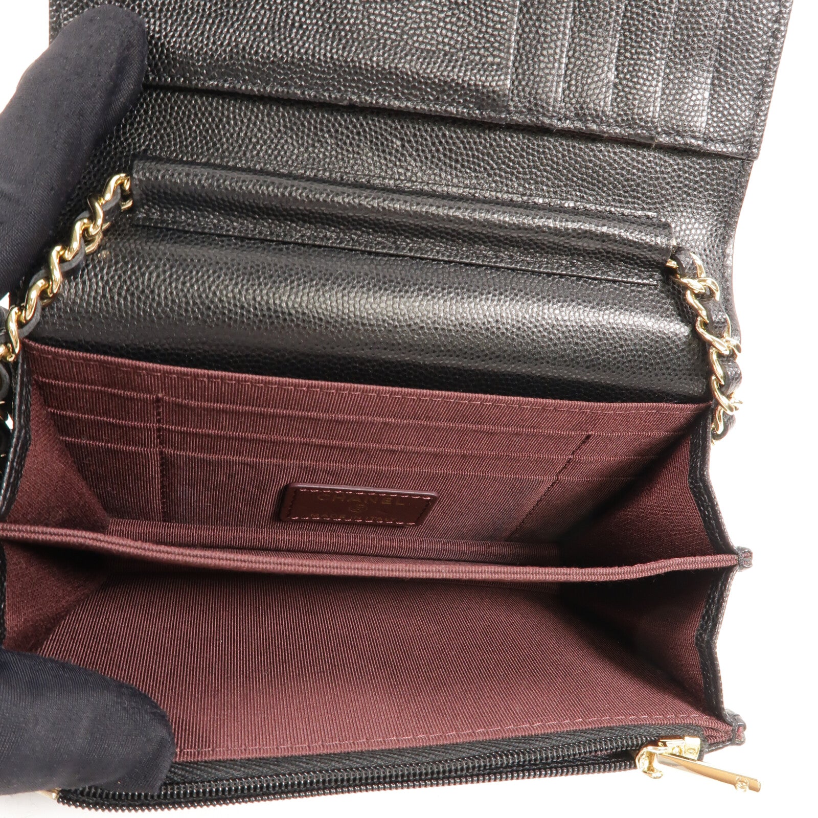 CHANEL 牛皮皮革Mini WOC Wallet On Chain鏈帶肩背袋