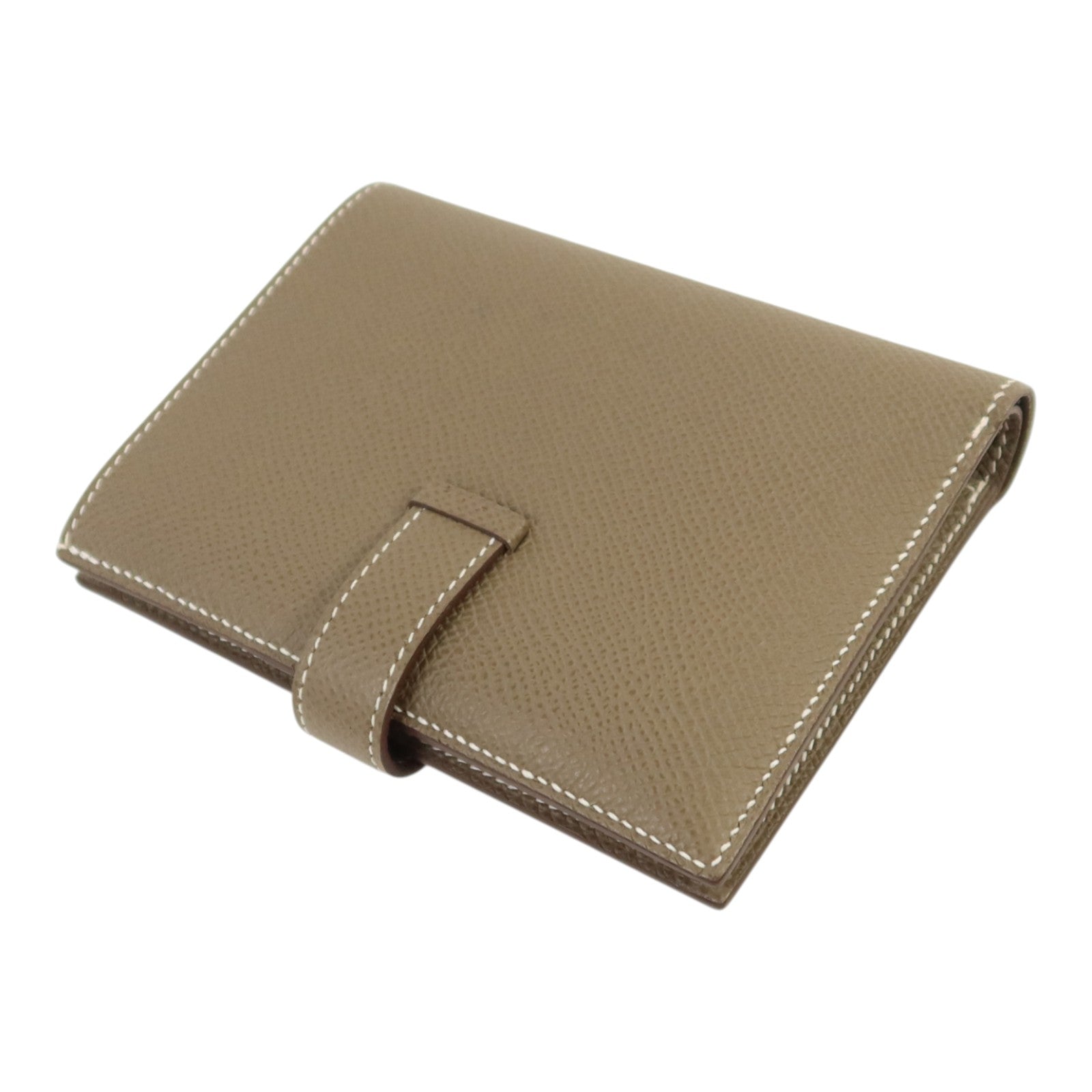 HERMES Epsom皮革Bearn Compact Wallet金扣錢包Etoupe