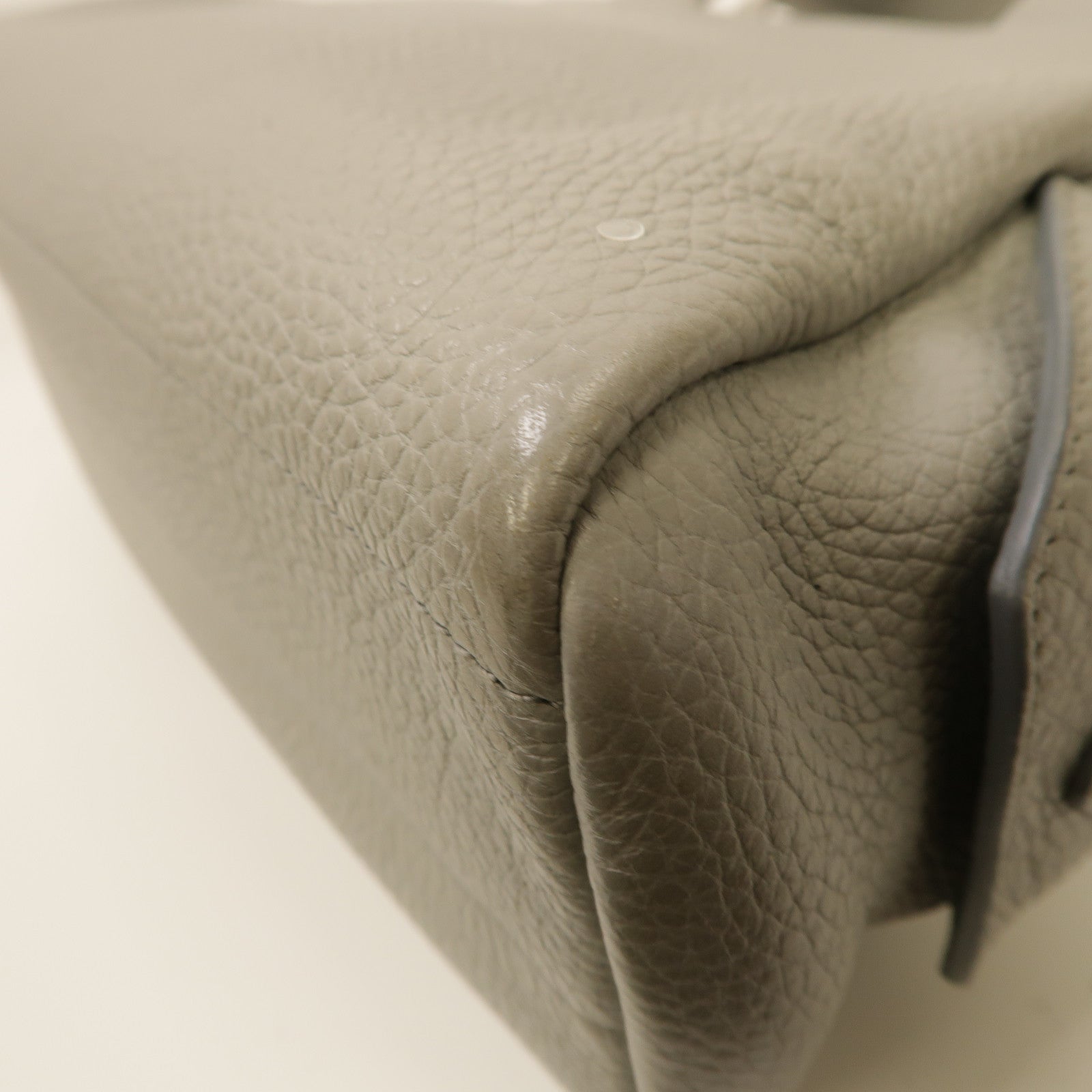PRADA 牛皮皮革Shoulder Bag金扣手挽肩背兩用袋灰色