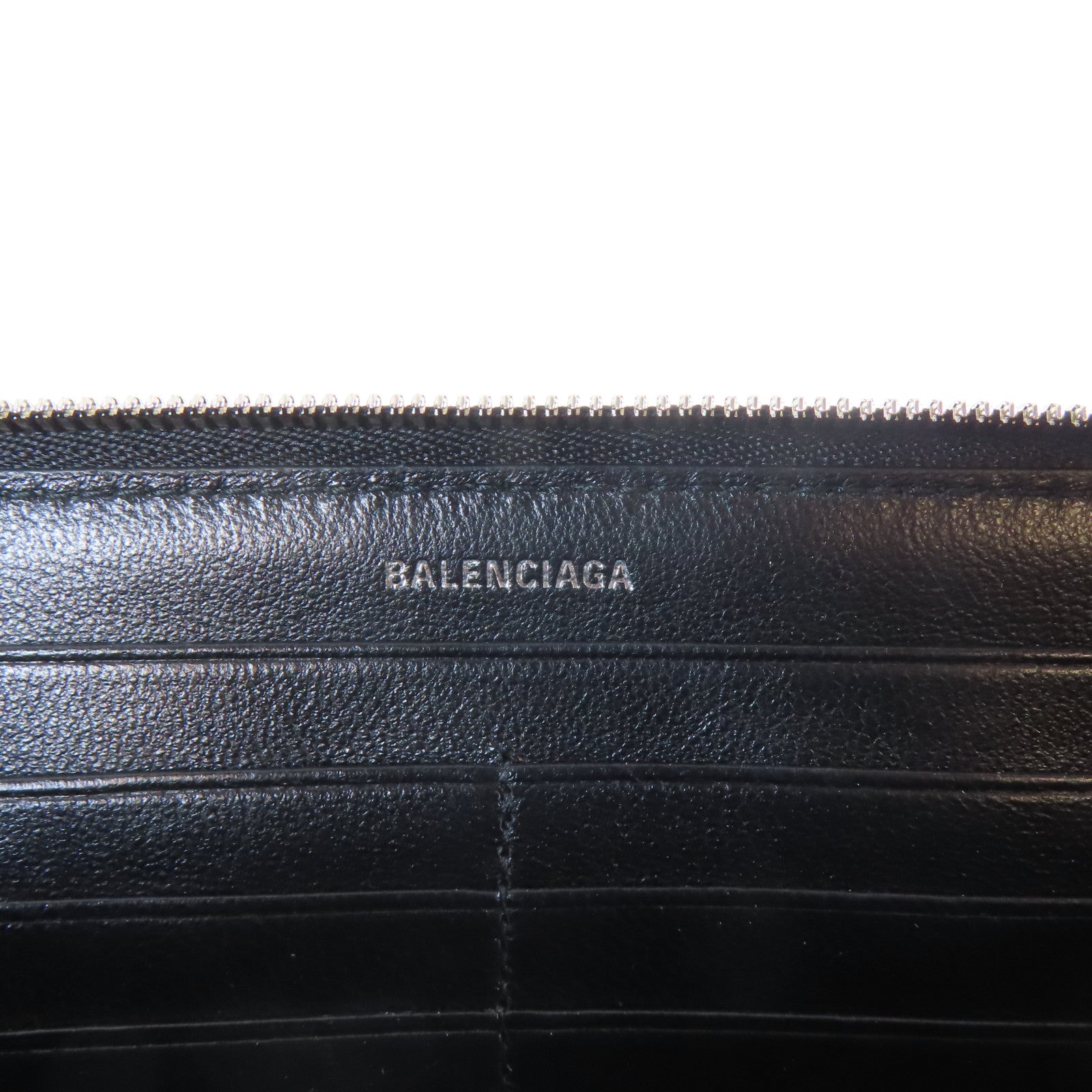 BALENCIAGA 皮革Long Wallet銀扣長錢包黑色