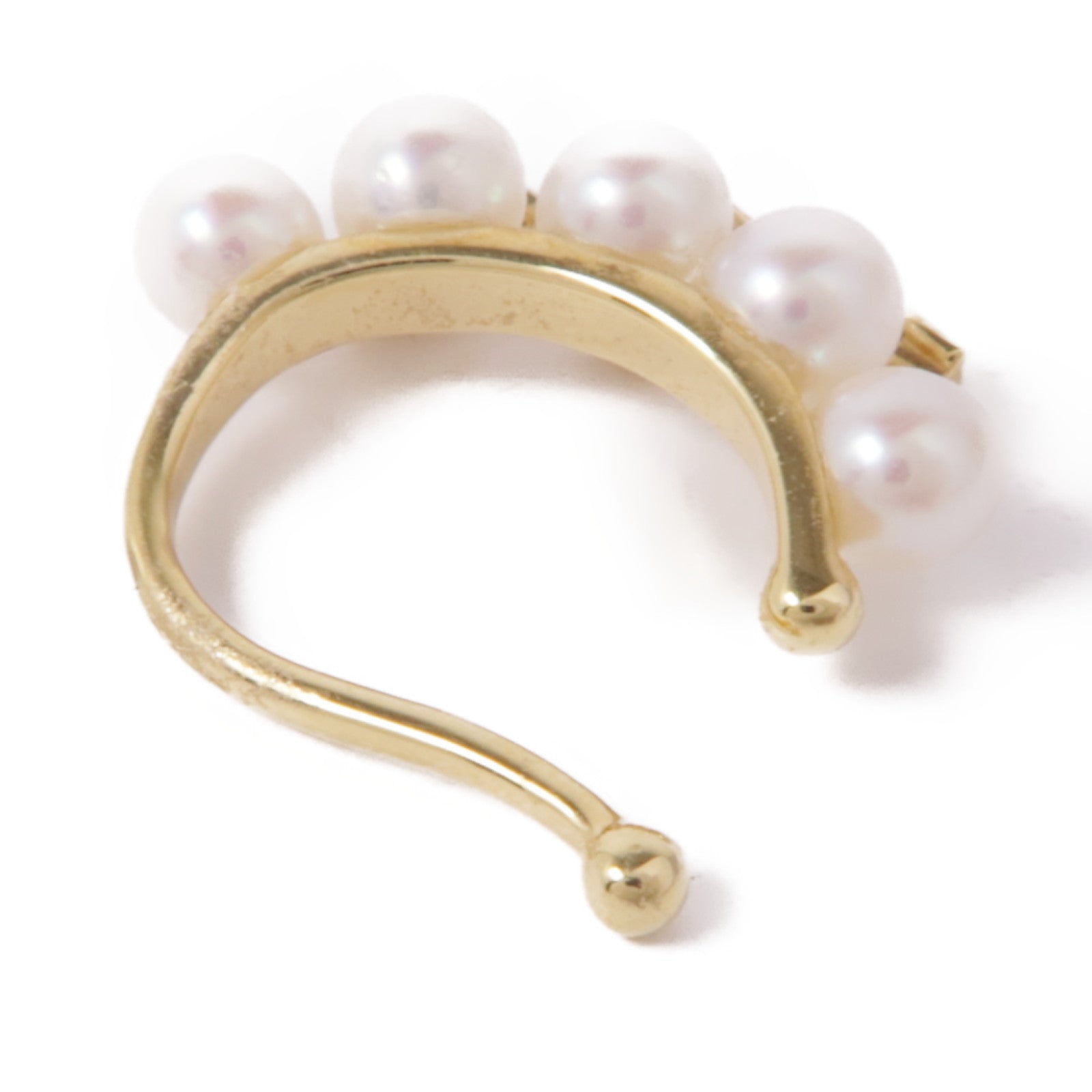 JEWELRY Pearl Diamond Single Ear Cuff 18K Yellow Gold