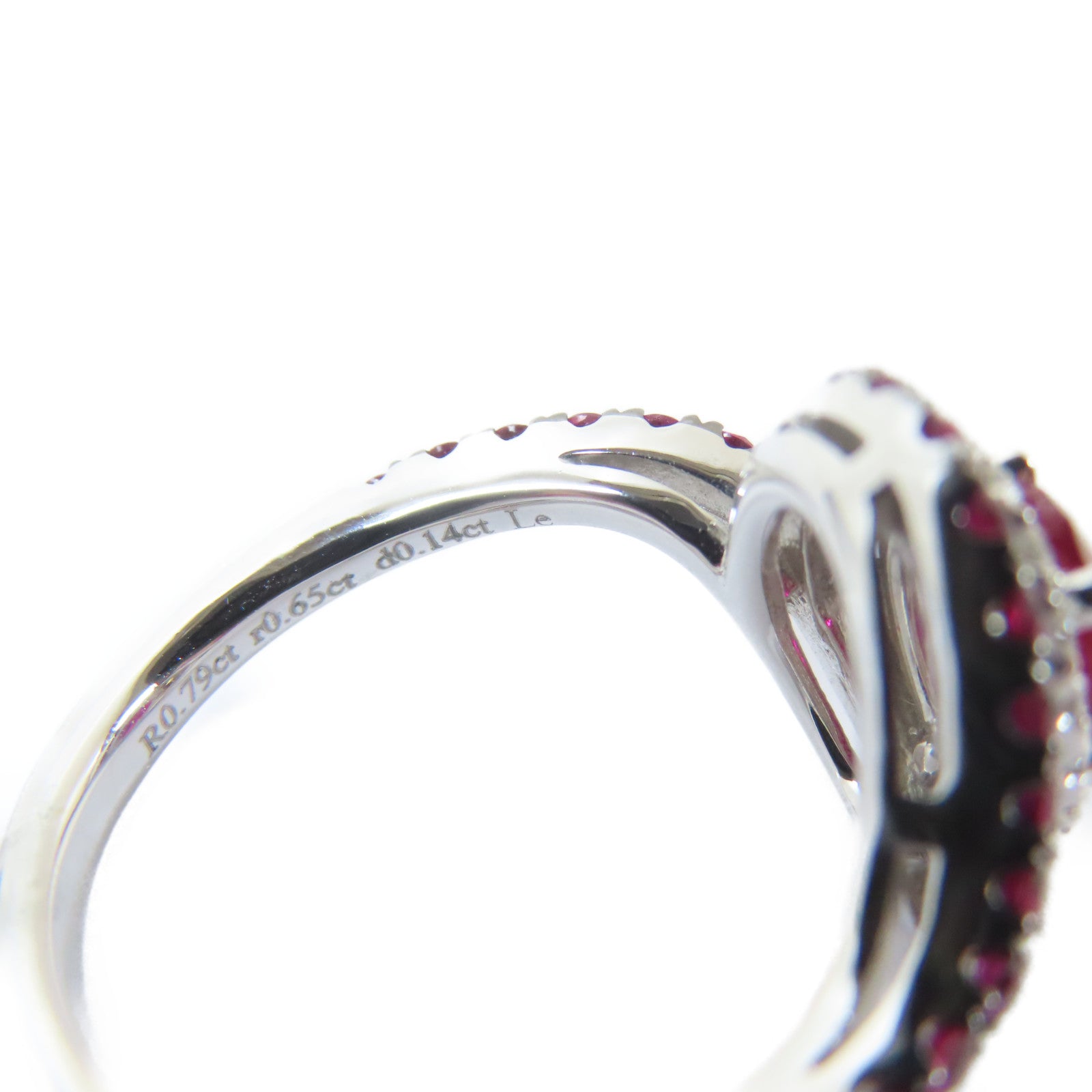 JEWELRY 【激減優惠】18K白金Ruby Ring 0.79ct/0.65ct紅寶石0.14ct鑽石戒指US#6