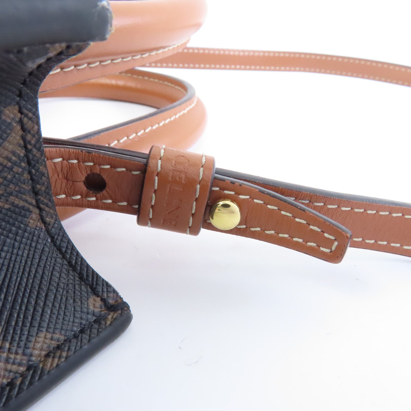 CELINE Triomphe帆布Mini Vertical Cabas金扣手挽肩背兩用袋啡色