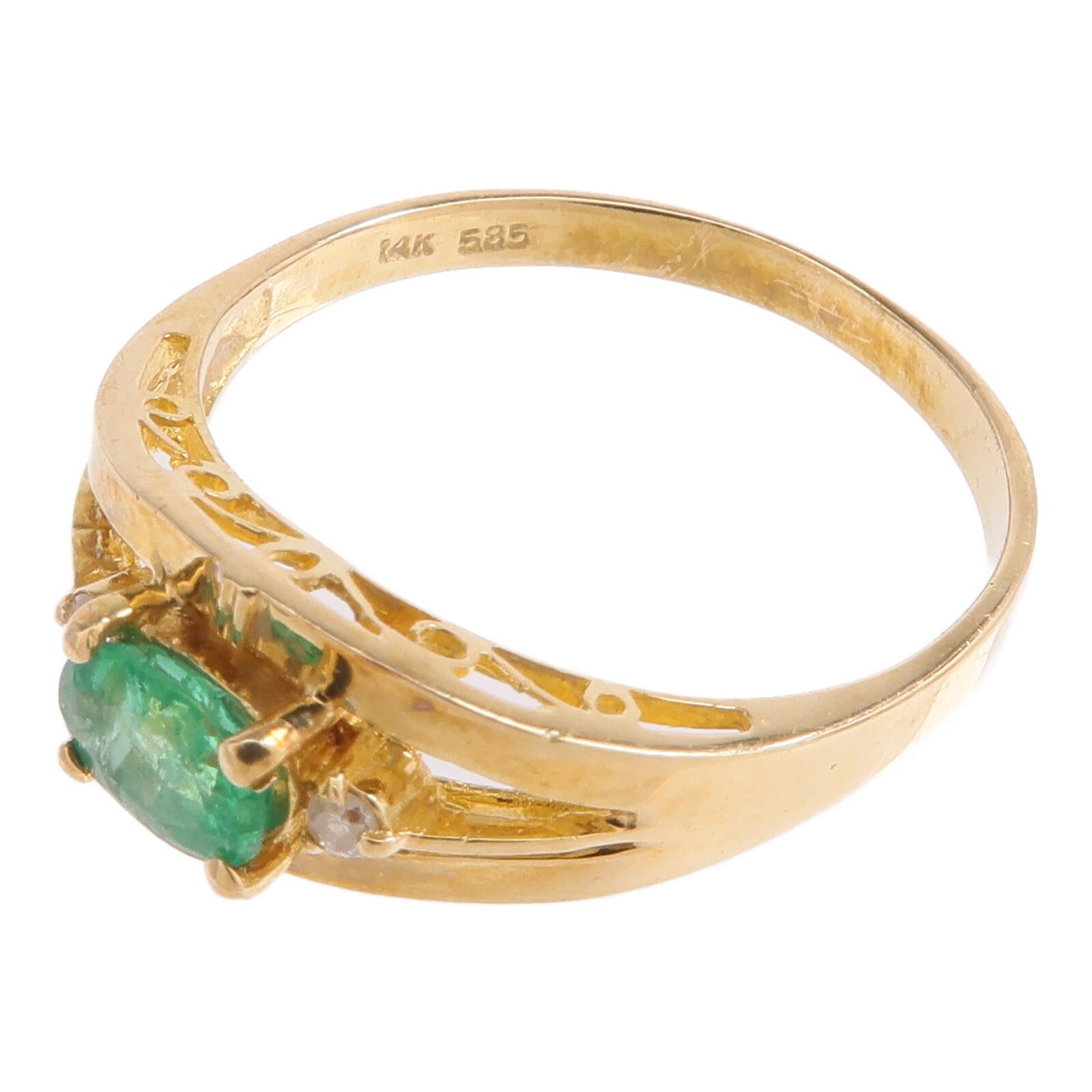 JEWELRY 14K黃金Ring綠寶石/鑽石戒指