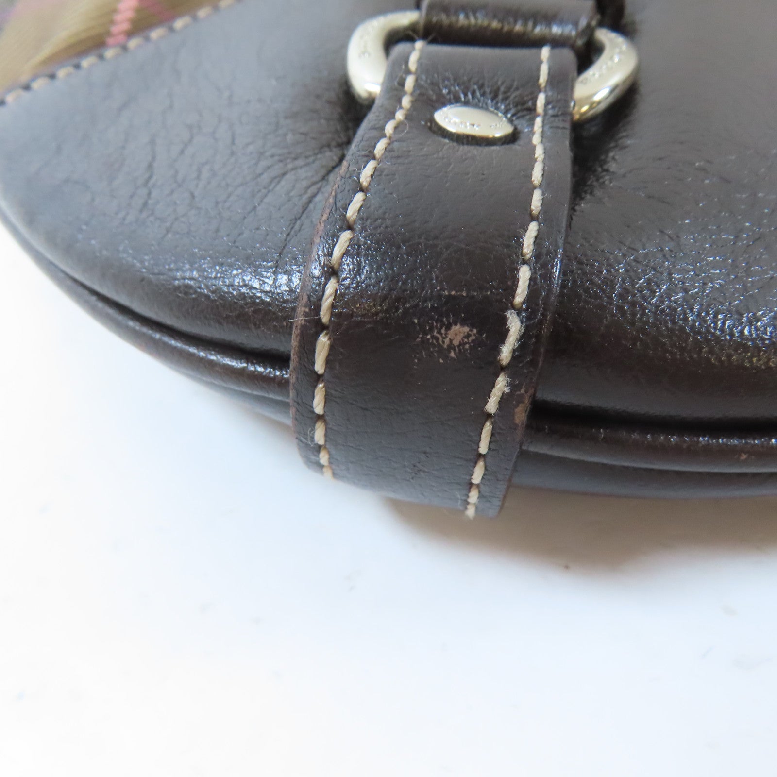 BURBERRY BLUE LABEL 尼龍Shoulder Bag銀扣肩背袋啡色