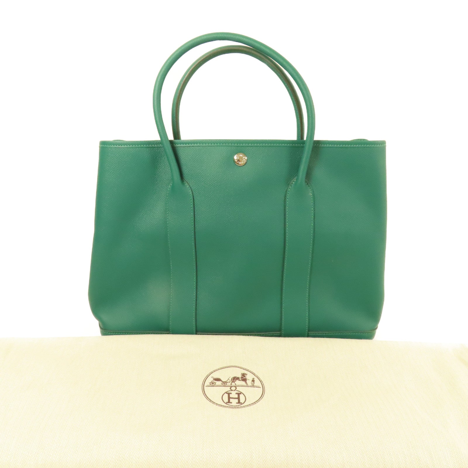 HERMES Epsom皮革Garden Party PM銀扣手挽袋Cactus