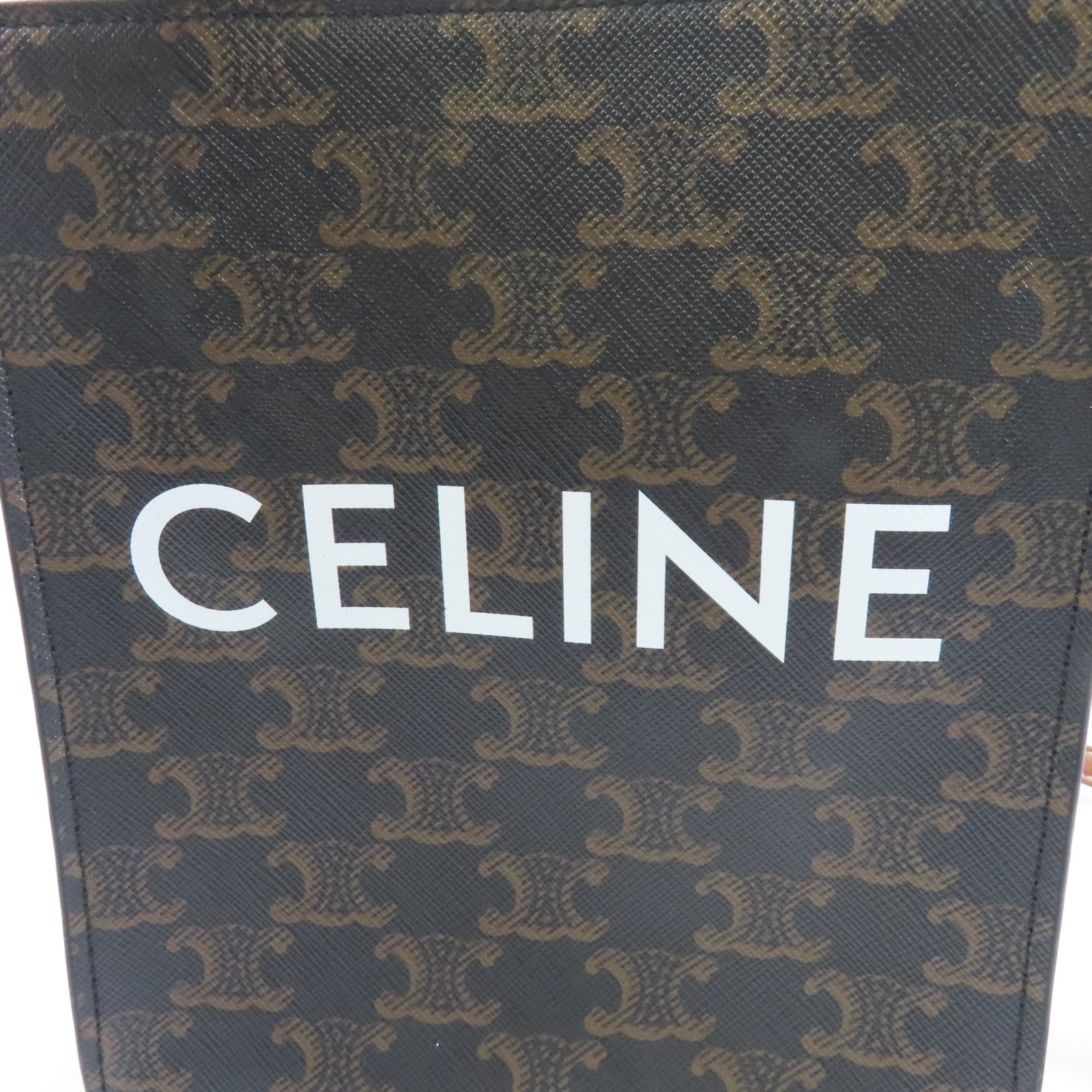 CELINE Triomphe帆布Mini Vertical Cabas金扣手挽肩背兩用袋啡色