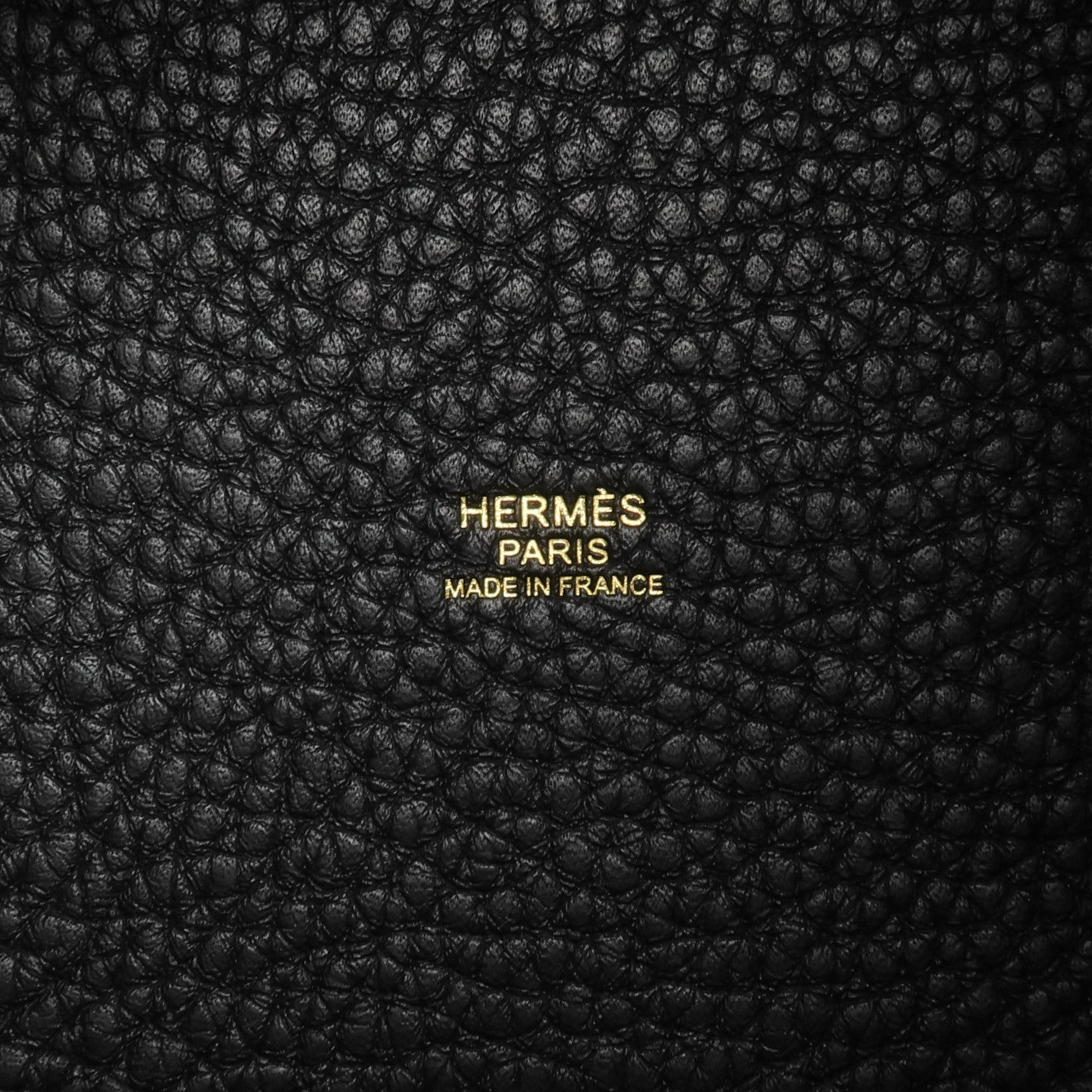 HERMES Clemence皮革Picotin PM金扣手挽袋Noir
